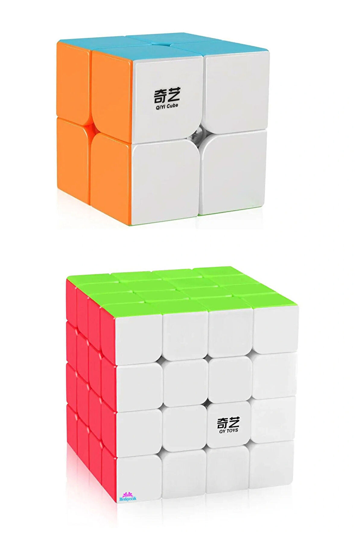 Qiyi 2x2 4x4 Stickerless Zeka Küpü Akıl Küpü Rübik Küp Seti