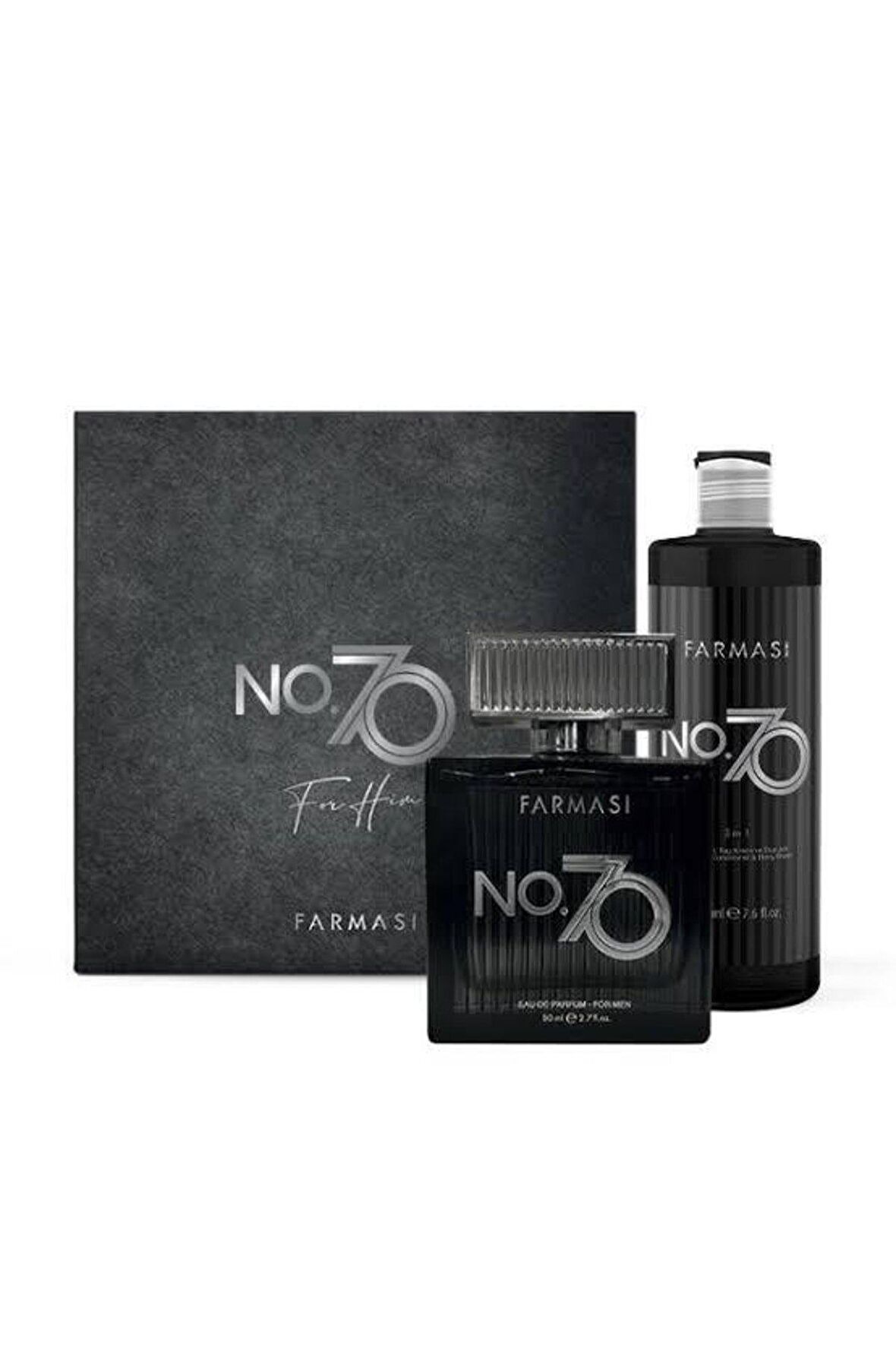 FARMASİ NO.70 EDP ERKEK PARFÜMÜ 80 ML VE SAÇ VE VÜCUT ŞAMPUANI ÖZEL KUTUSUNDA İKİLİ SET