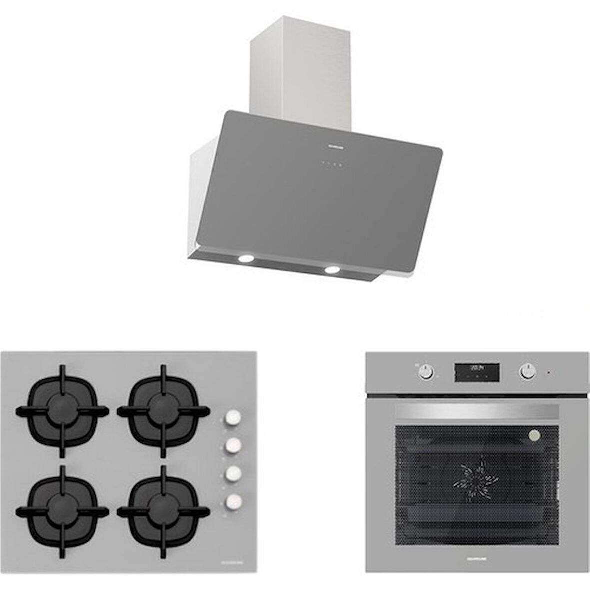 Silverline BO6502S02 - CS5343S01 - 3457 Soho 60 Gri Cam Ankastre Set