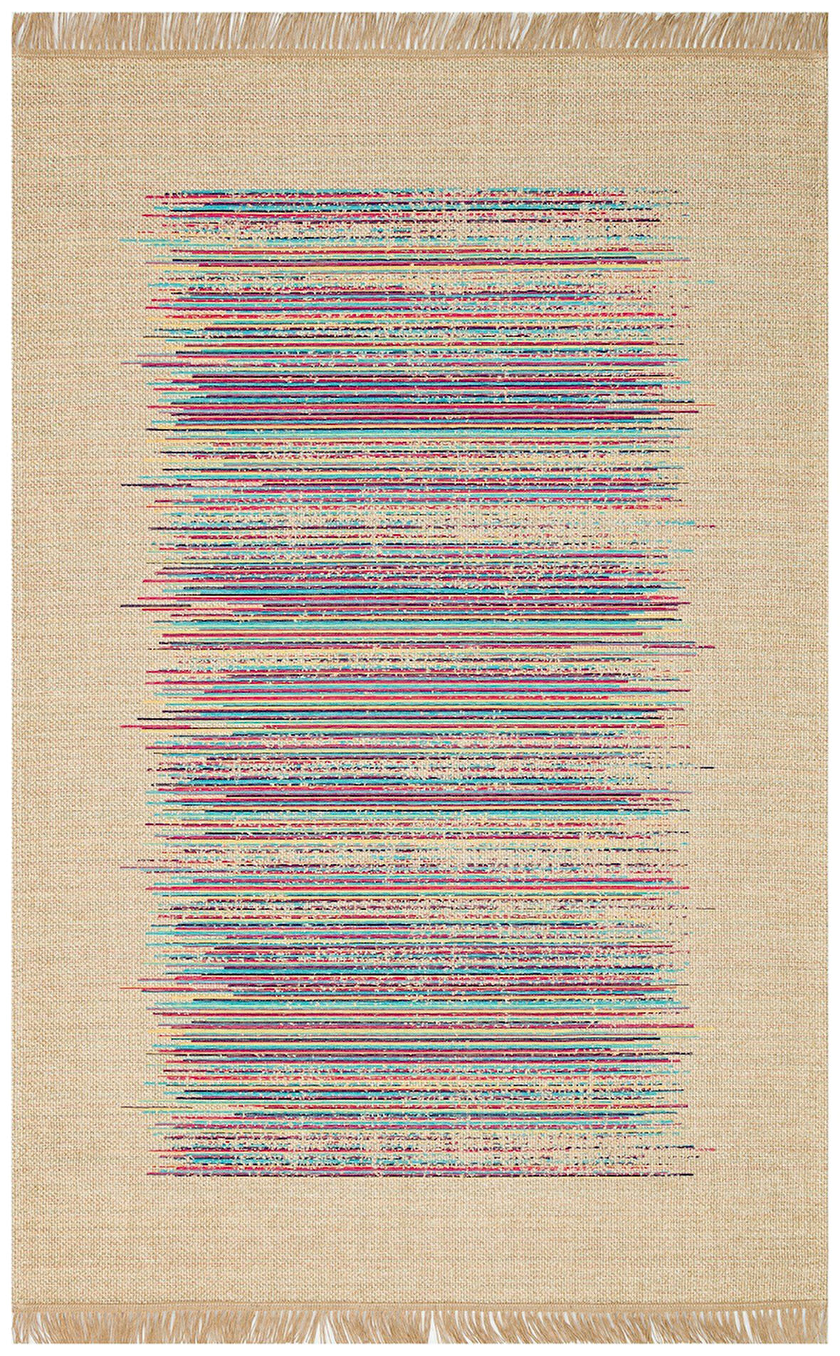Eko Brooklyn Hasır Görünümlü Kaymaz Renkli Dokuma Modern Kilim BRK02 Renkli