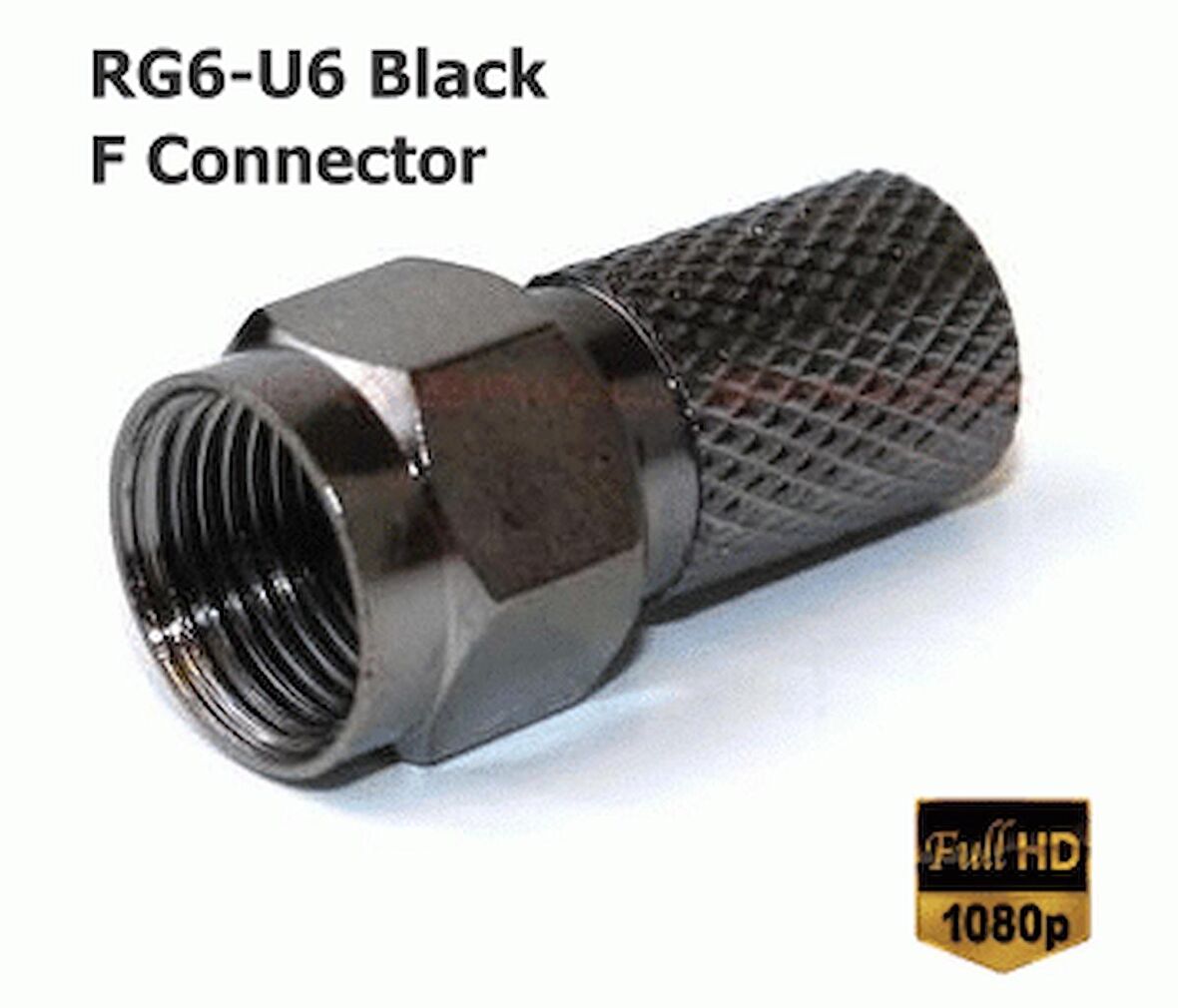 electroon RG6-U6 Siyah Contalı F Konnektör - 10Adet