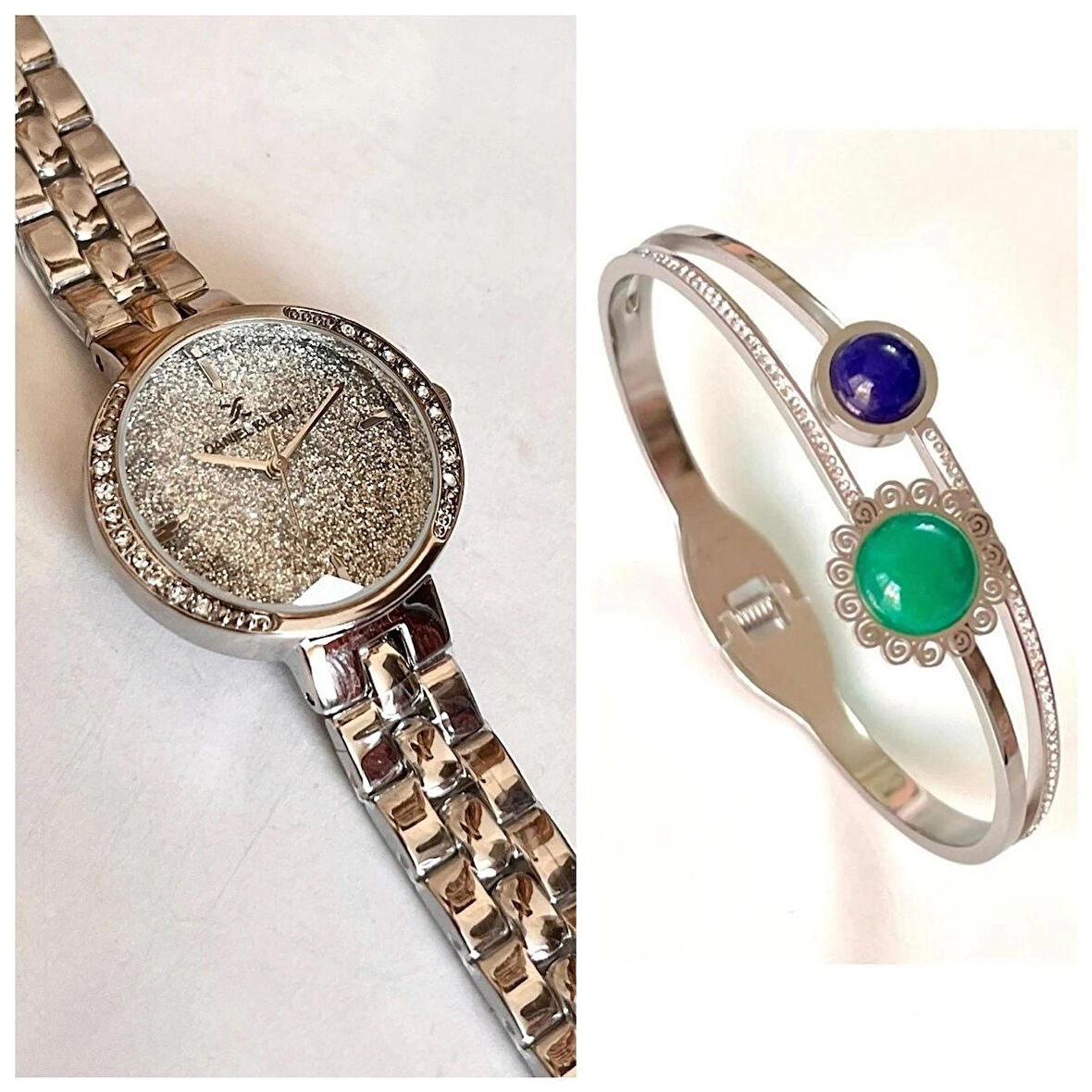 Daniel Klein Çelik Simli Zarif Kadran Kadın Kol Saati+%100 Çelik Kelepçe Hediye