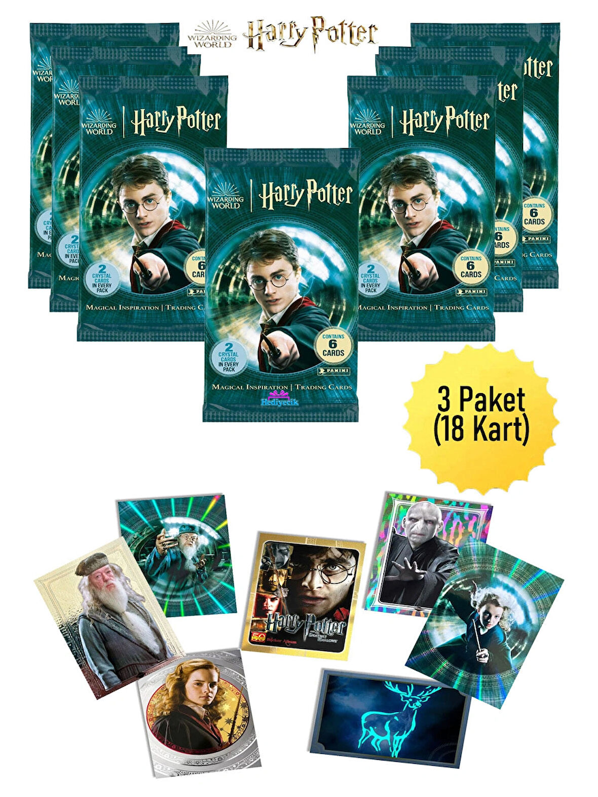Panini Harry Potter Oyun Kartları Magical Inspiration Trading Card 3 Paket (18 Kart)
