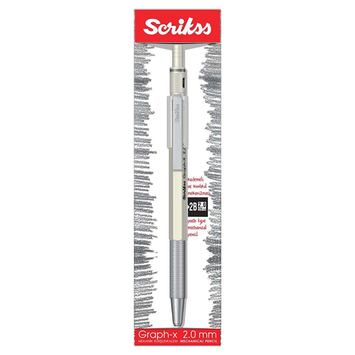 Scrikss Graph-X Metal Versatil Kalem 2.0 Mm Beyaz