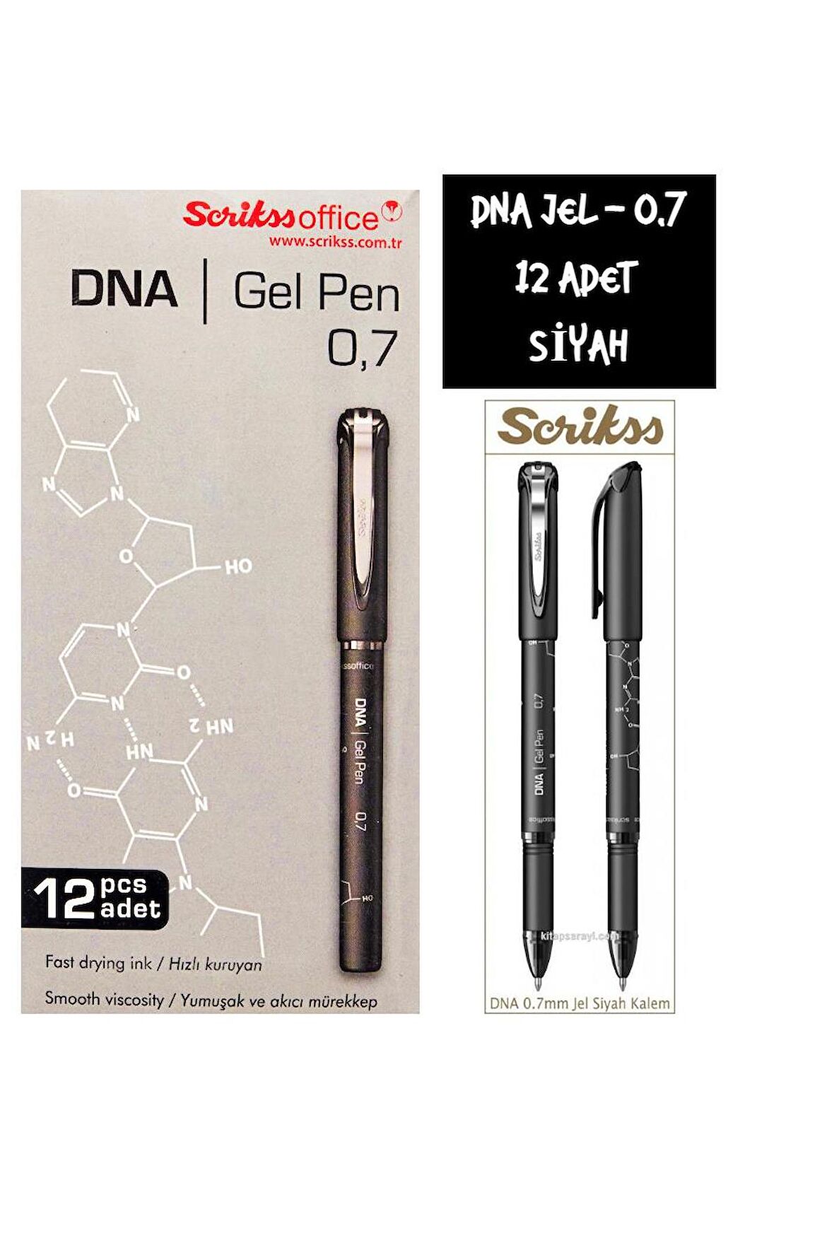 Scrikss DNA Jel Kalem 0.7 SİYAH 12 Li Kutu