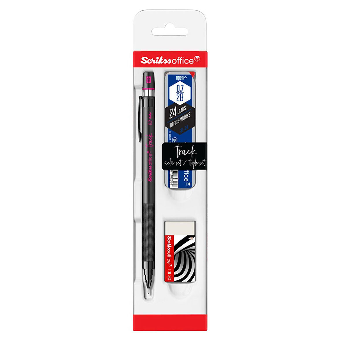 Scrikss Track 3'lü Set Mekanik Kurşun Kalem 0.7 mm Pembe