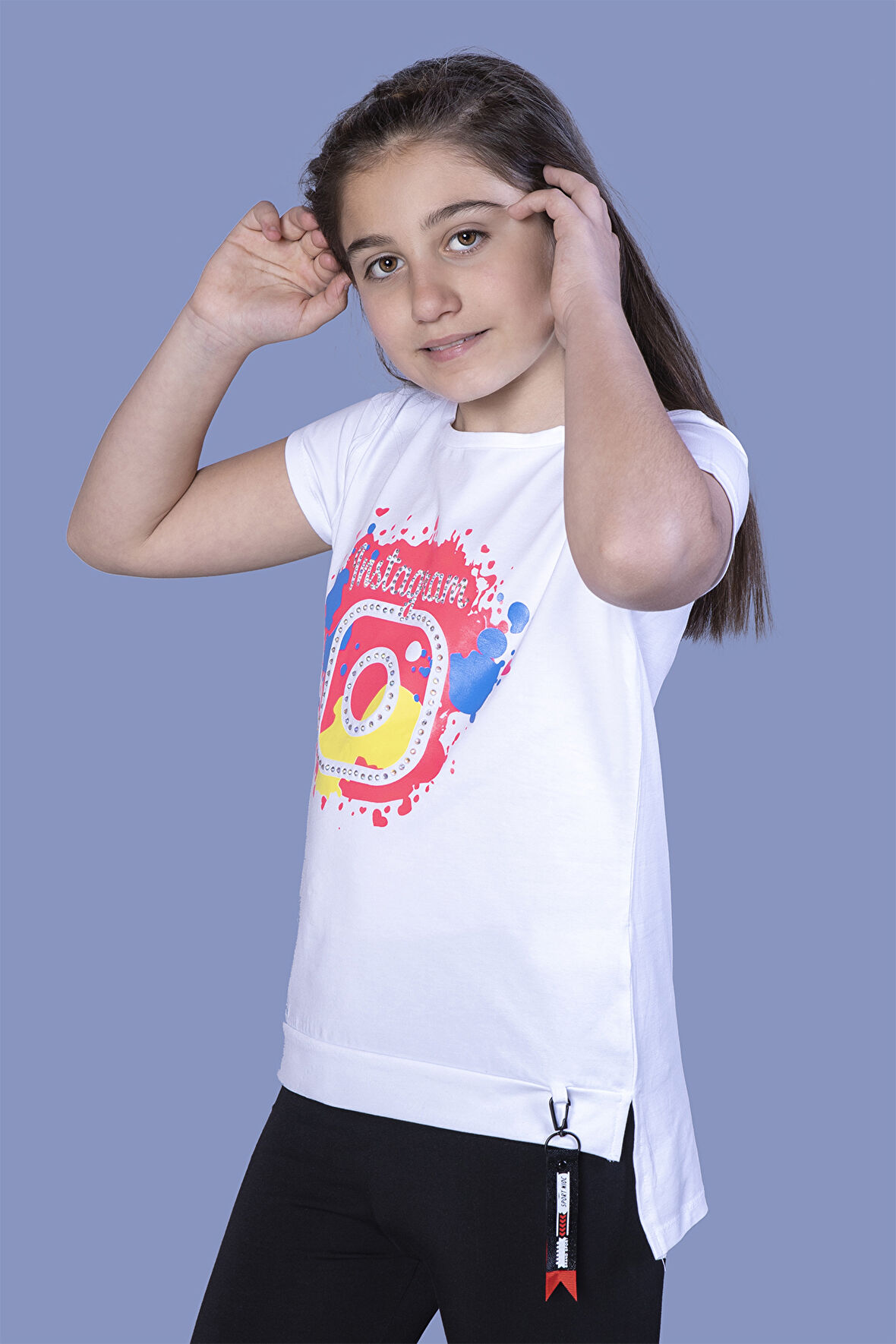 Toontoy Kız Çocuk Renkli Instagram Baskılı Tişört