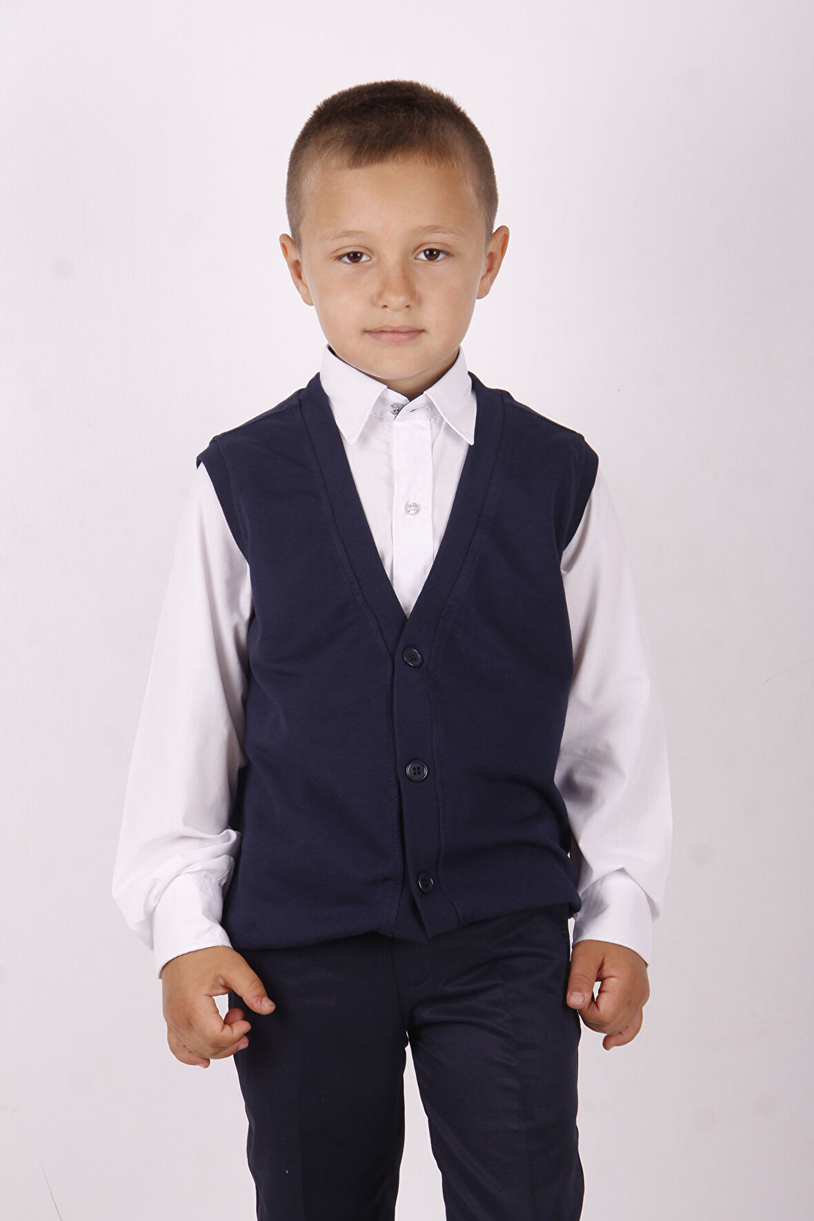 Toontoy Erkek Çocuk Düğmeli Okul Süveter