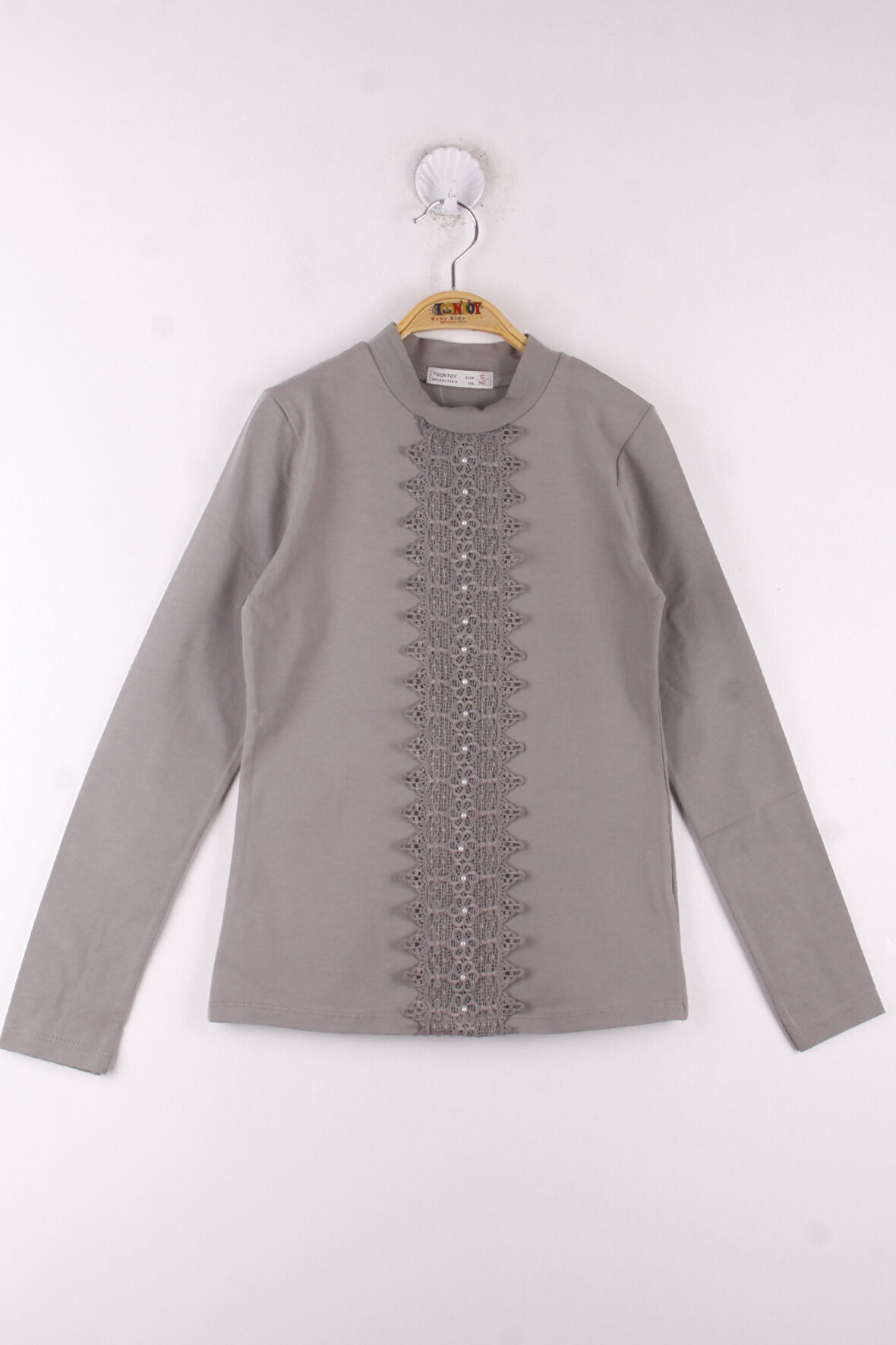 Toontoy Kız Çocuk Önü Dantelli Okul Tişört