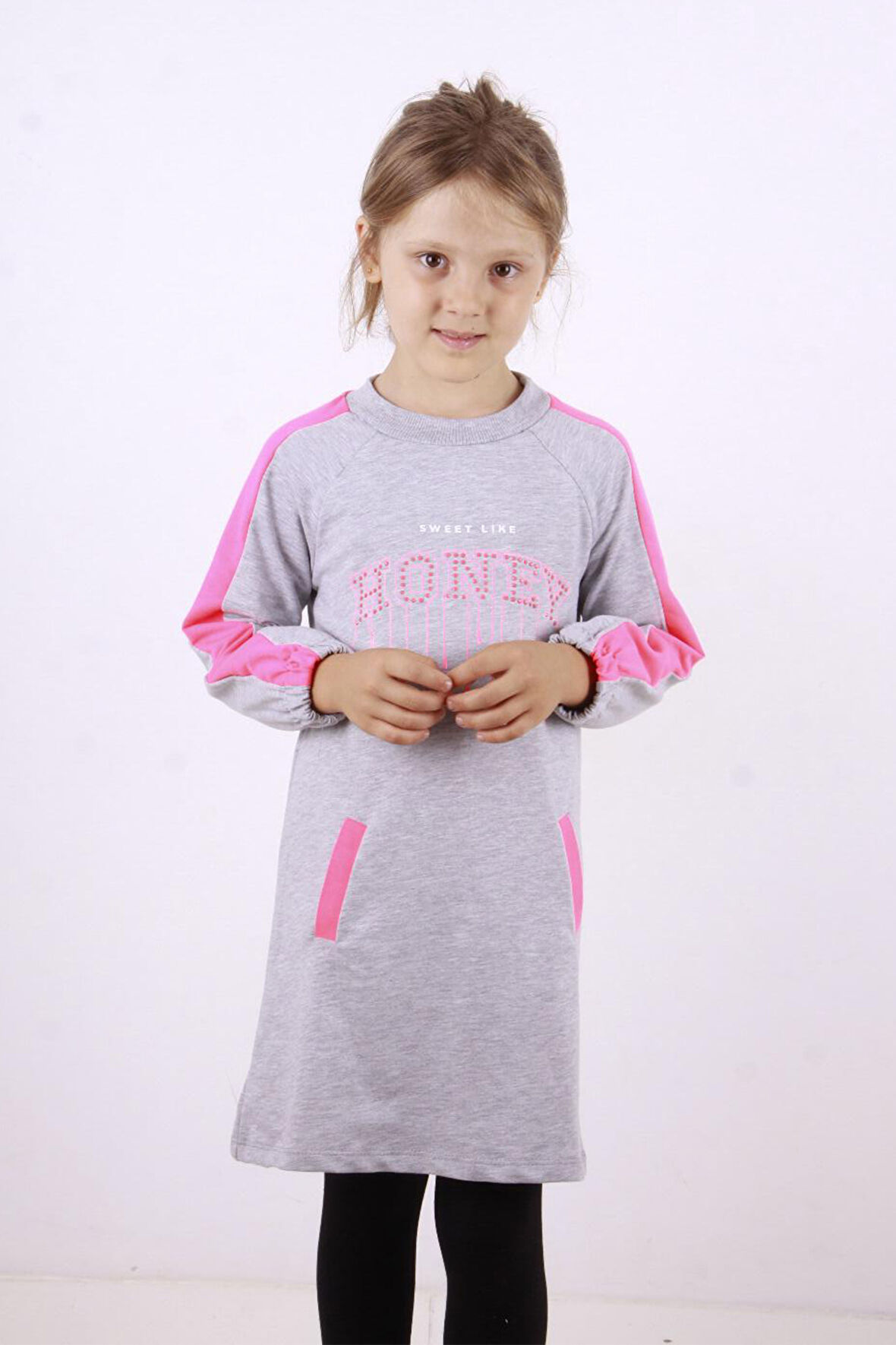 Toontoy Kız Çocuk Honey Baskılı Elbise