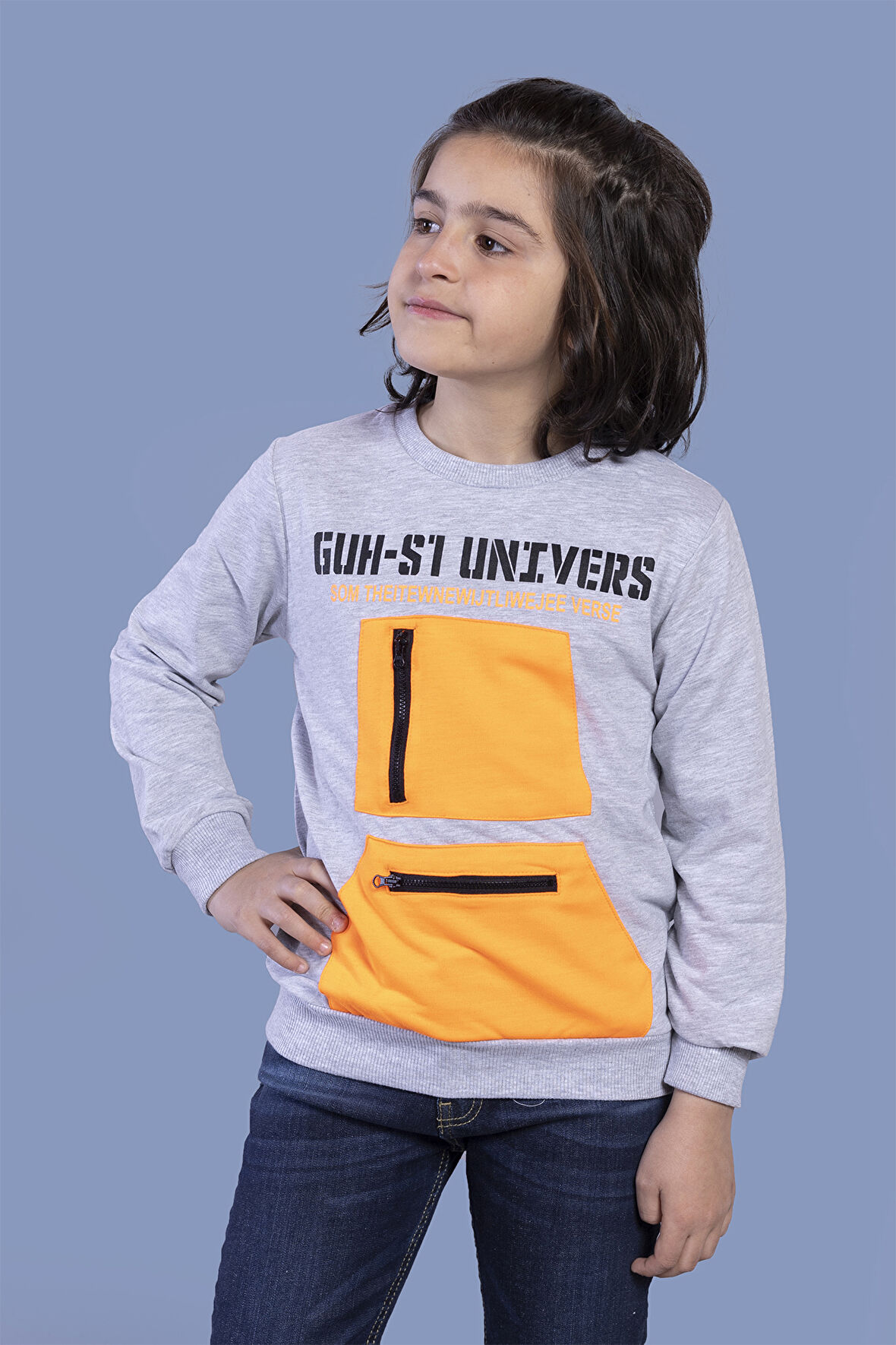 Toontoy Erkek Çocuk Baskılı Neon Cepli Sweatshirt