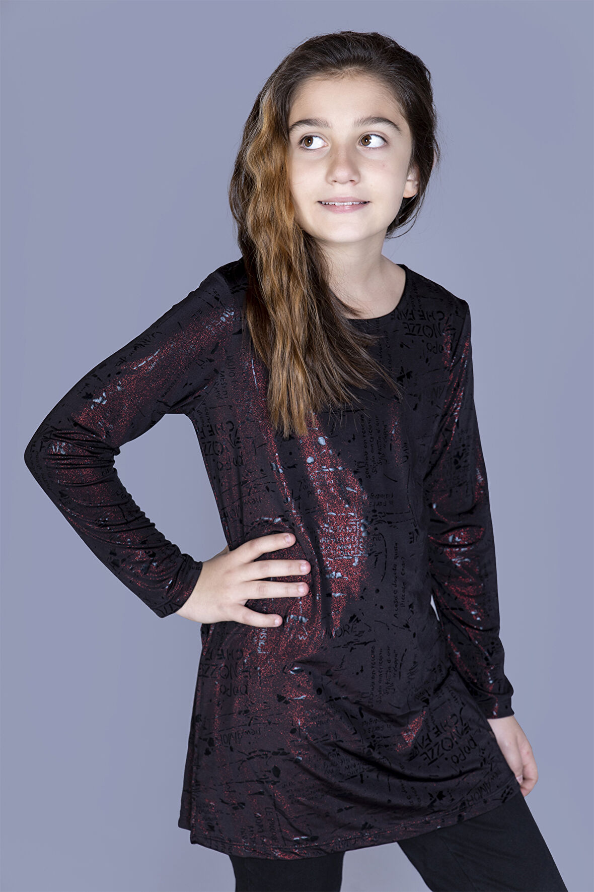 Toontoy Kız Çocuk Simli Harf Desenli Tişört