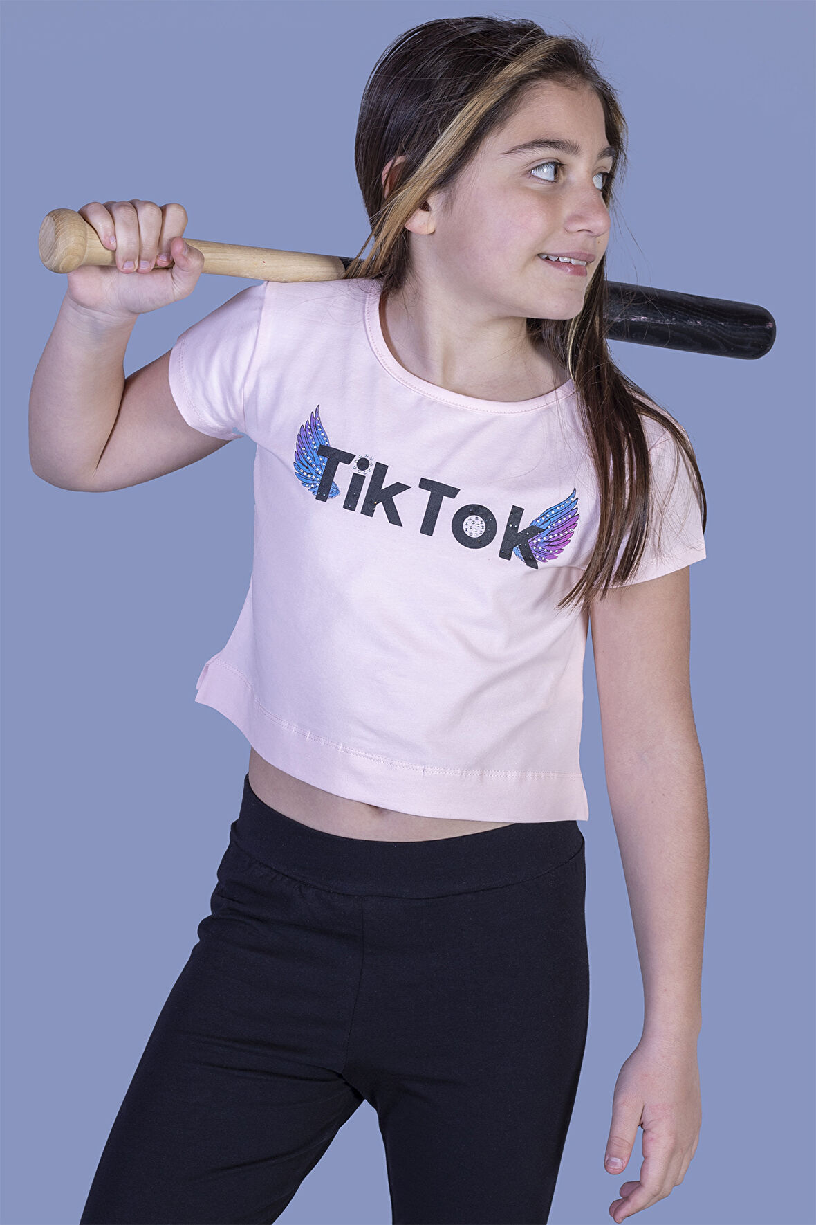 Toontoy Kız Çocuk Ön Arka TikTok Baskılı Tişört