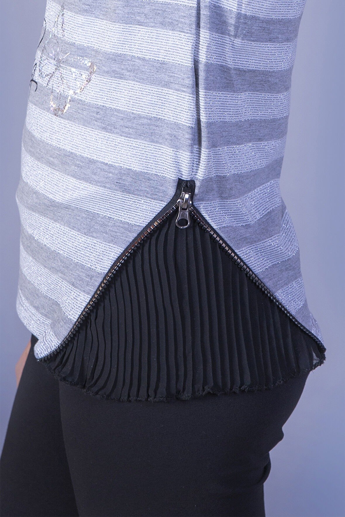 Toontoy Kız Çocuk Çizgili Kelebek Baskılı Tişört