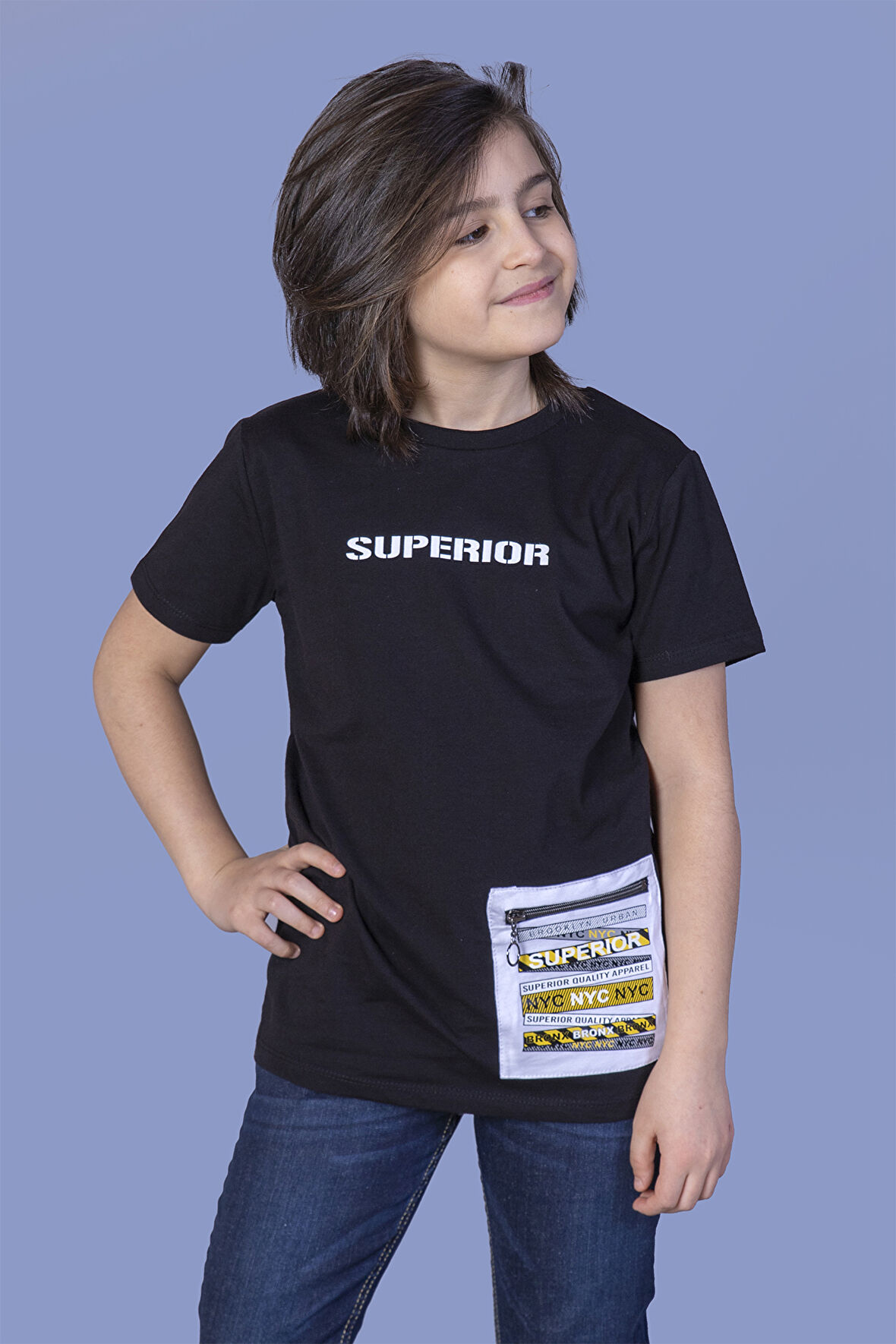 Toontoy Erkek Çocuk Baskılı Cebi Fermuar Kapatmalı Tişört