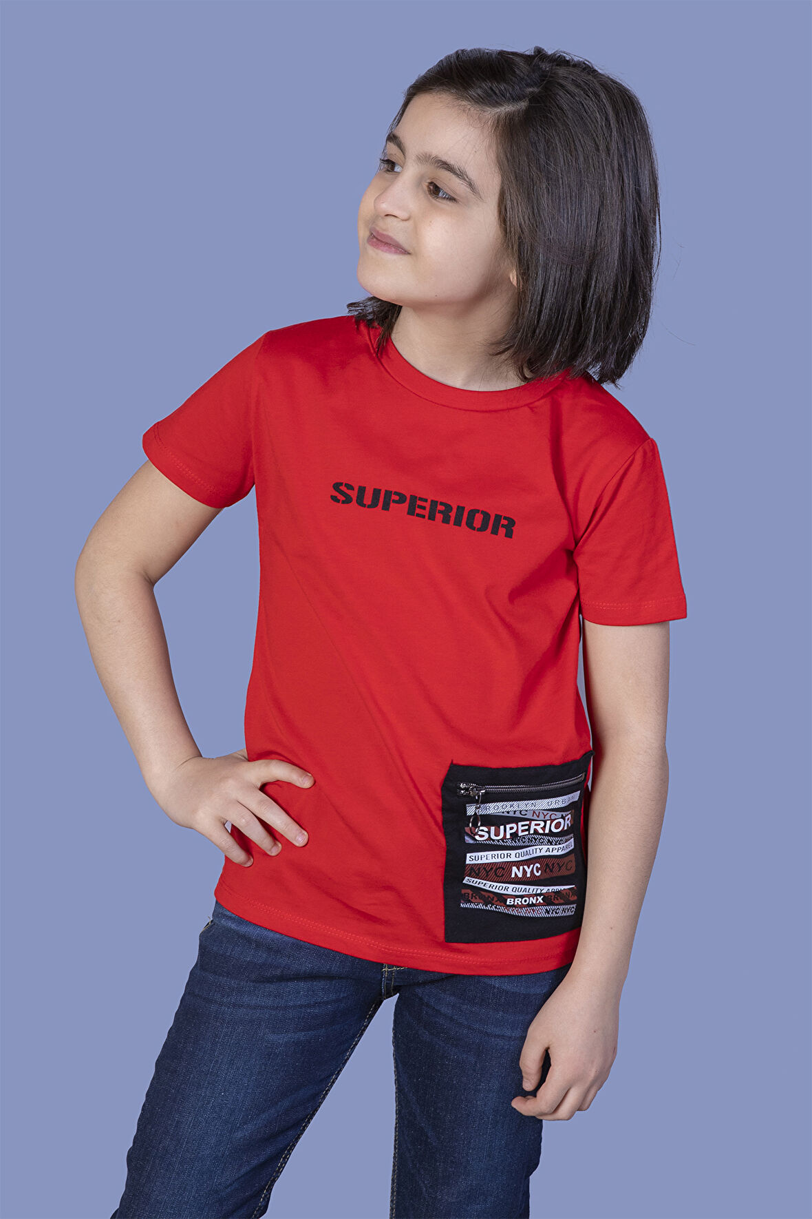 Toontoy Erkek Çocuk Baskılı Cebi Fermuar Kapatmalı Tişört