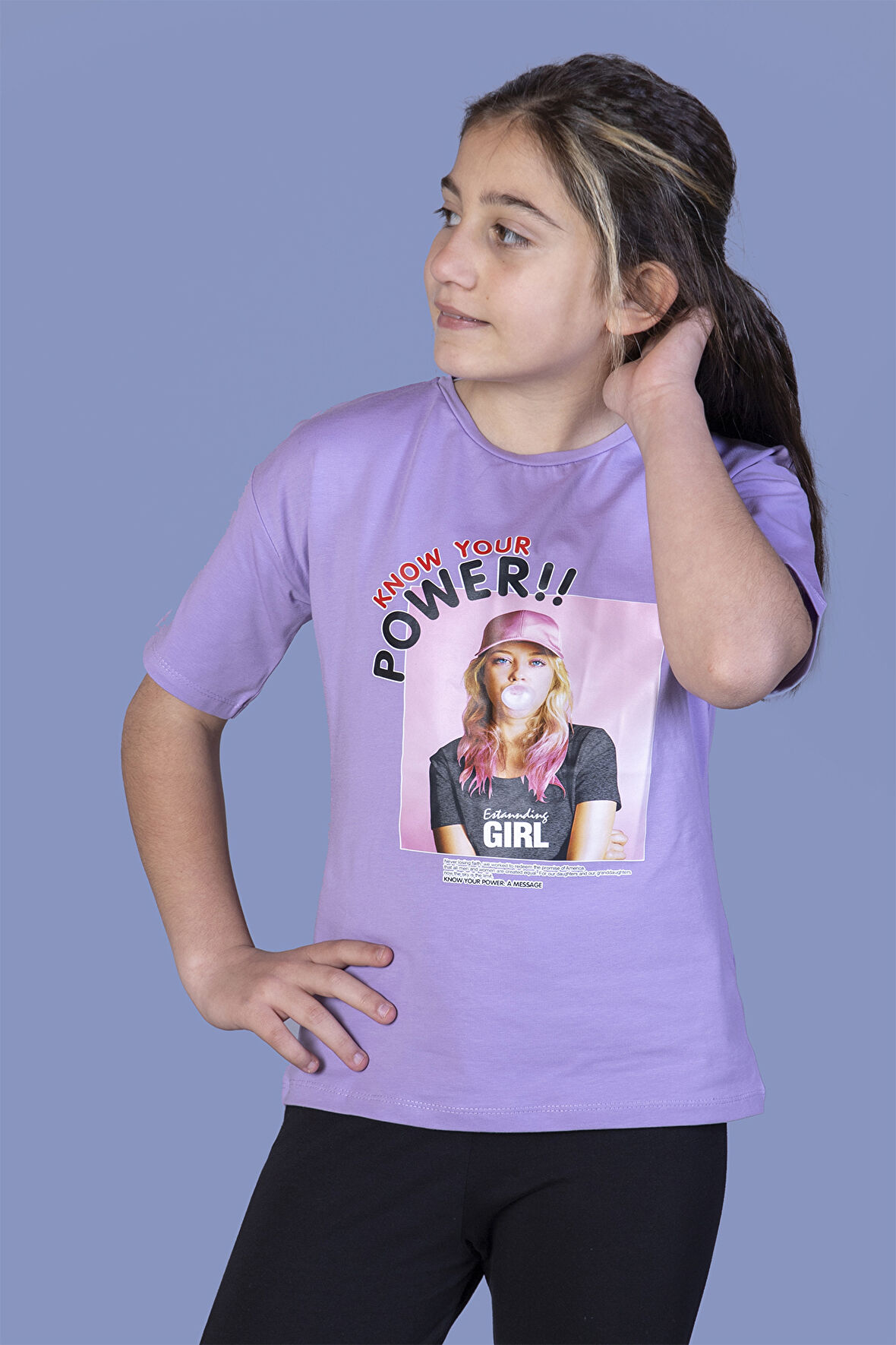 Toontoy Kız Çocuk Power Baskılı Tişört