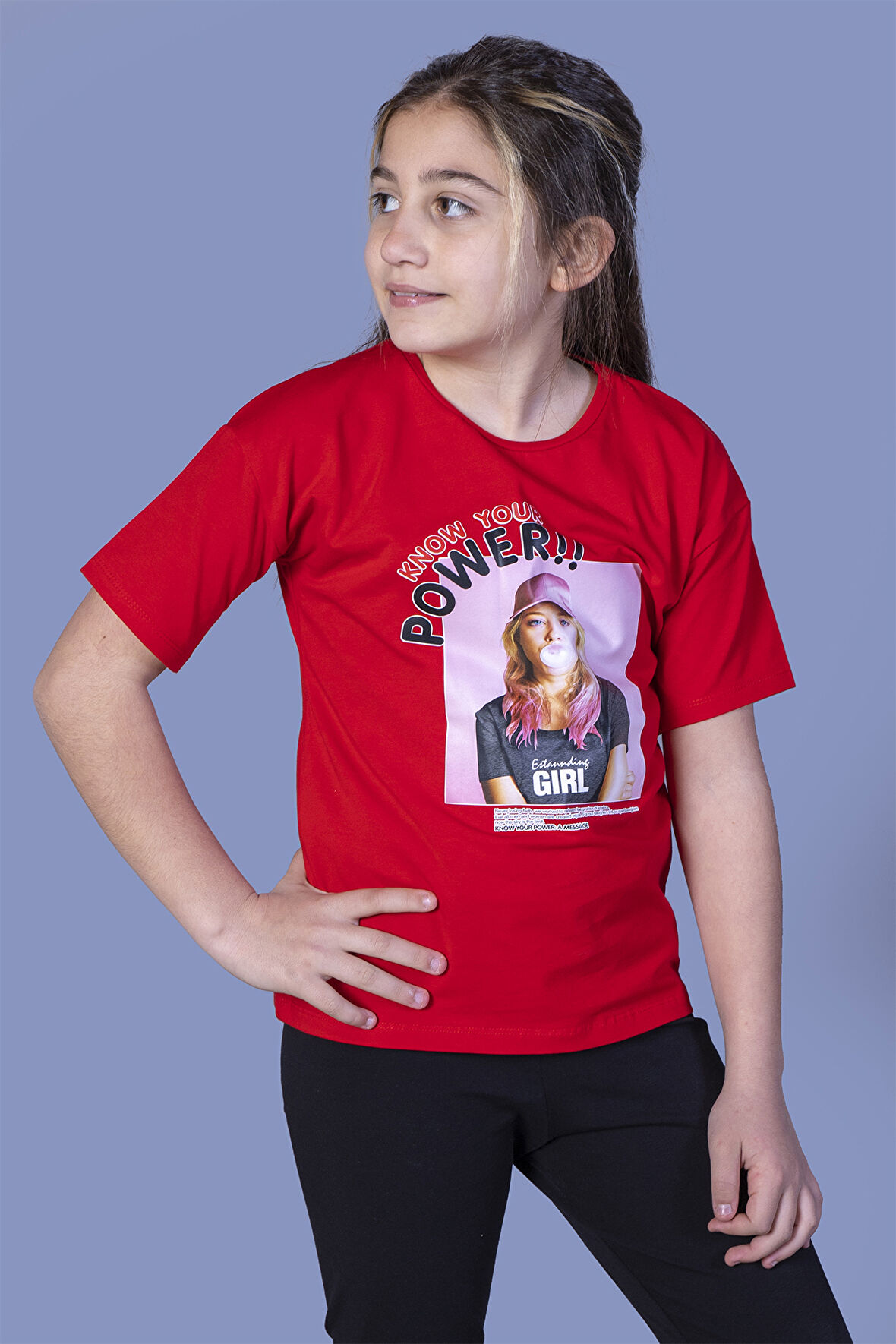 Toontoy Kız Çocuk Power Baskılı Tişört