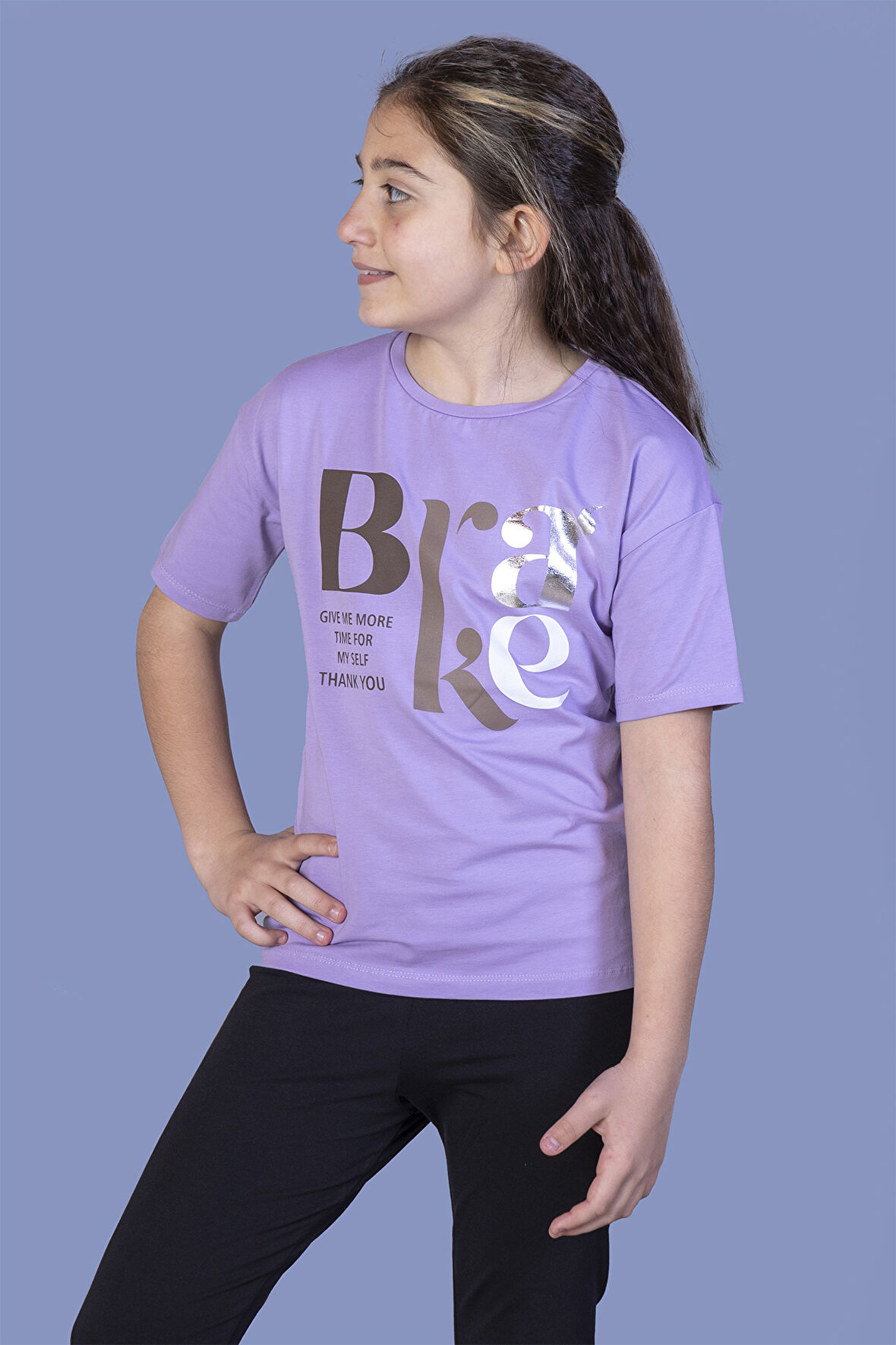 Toontoy Kız Çocuk Yazı Baskılı Tişört