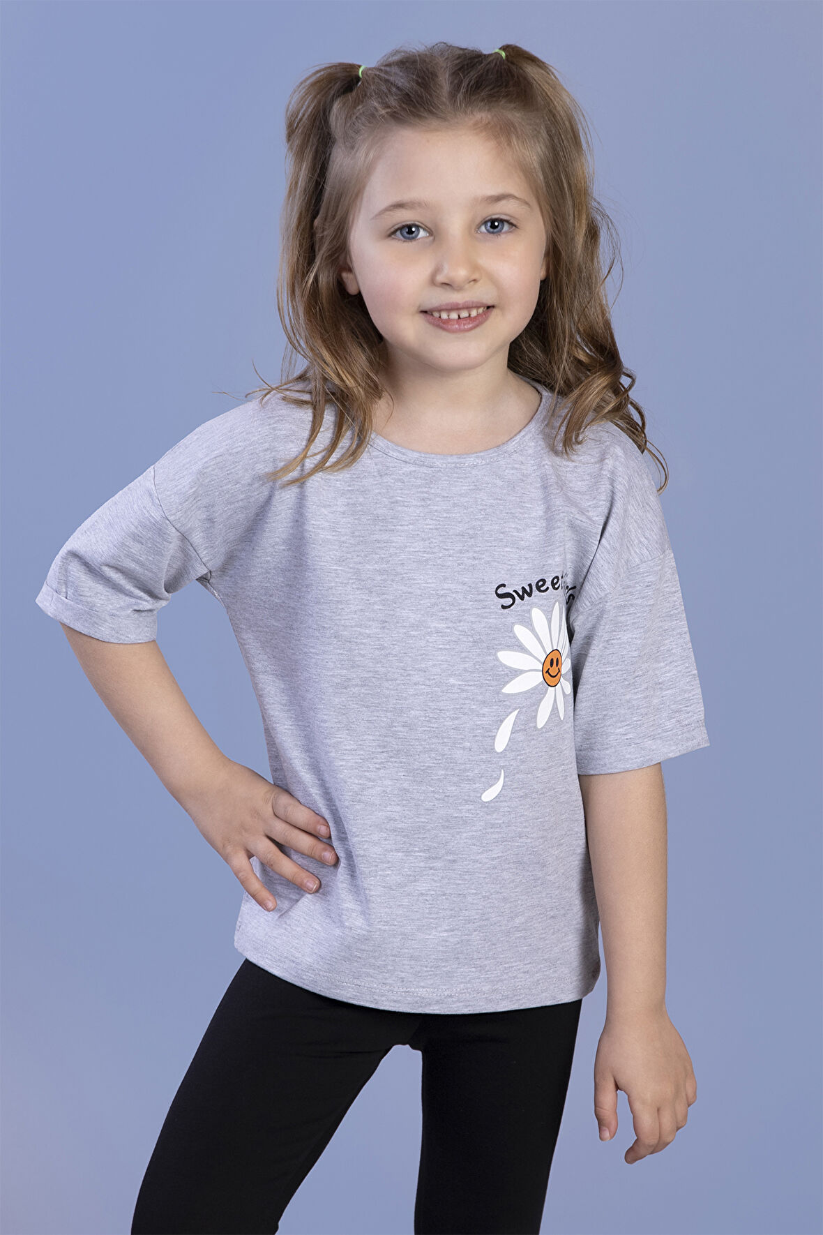 Toontoy Kız Çocuk Papatya Desenli Sweet Girls Baskılı Tişört