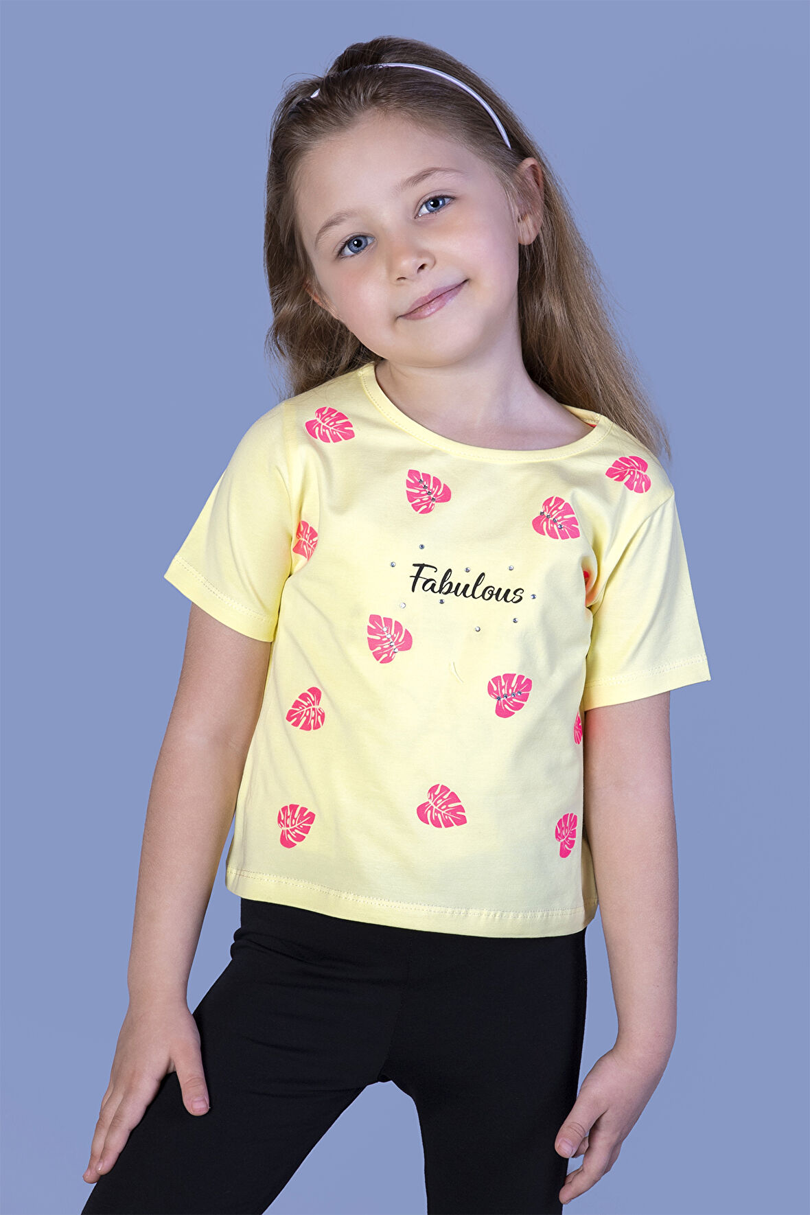 Toontoy Kız Çocuk Yaprak Desenli Fabulous Baskılı Tişört