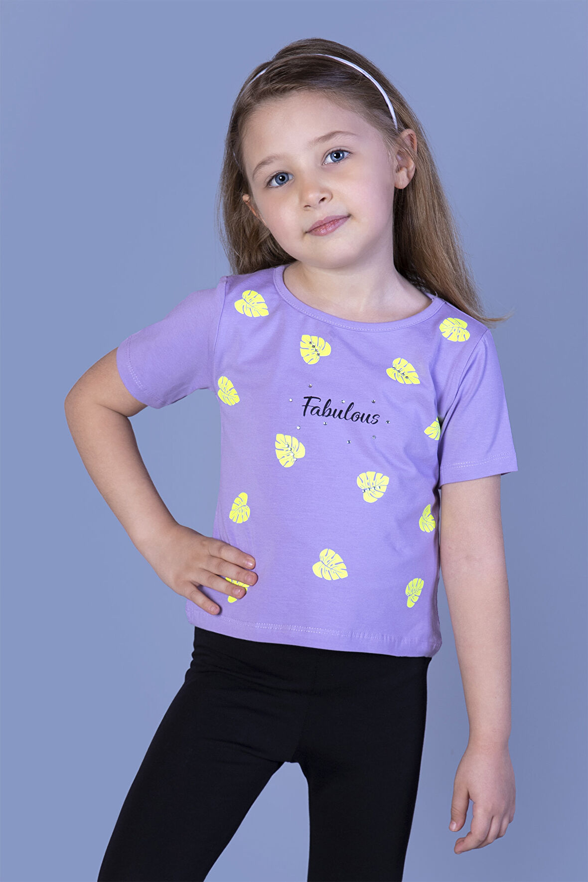 Toontoy Kız Çocuk Yaprak Desenli Fabulous Baskılı Tişört