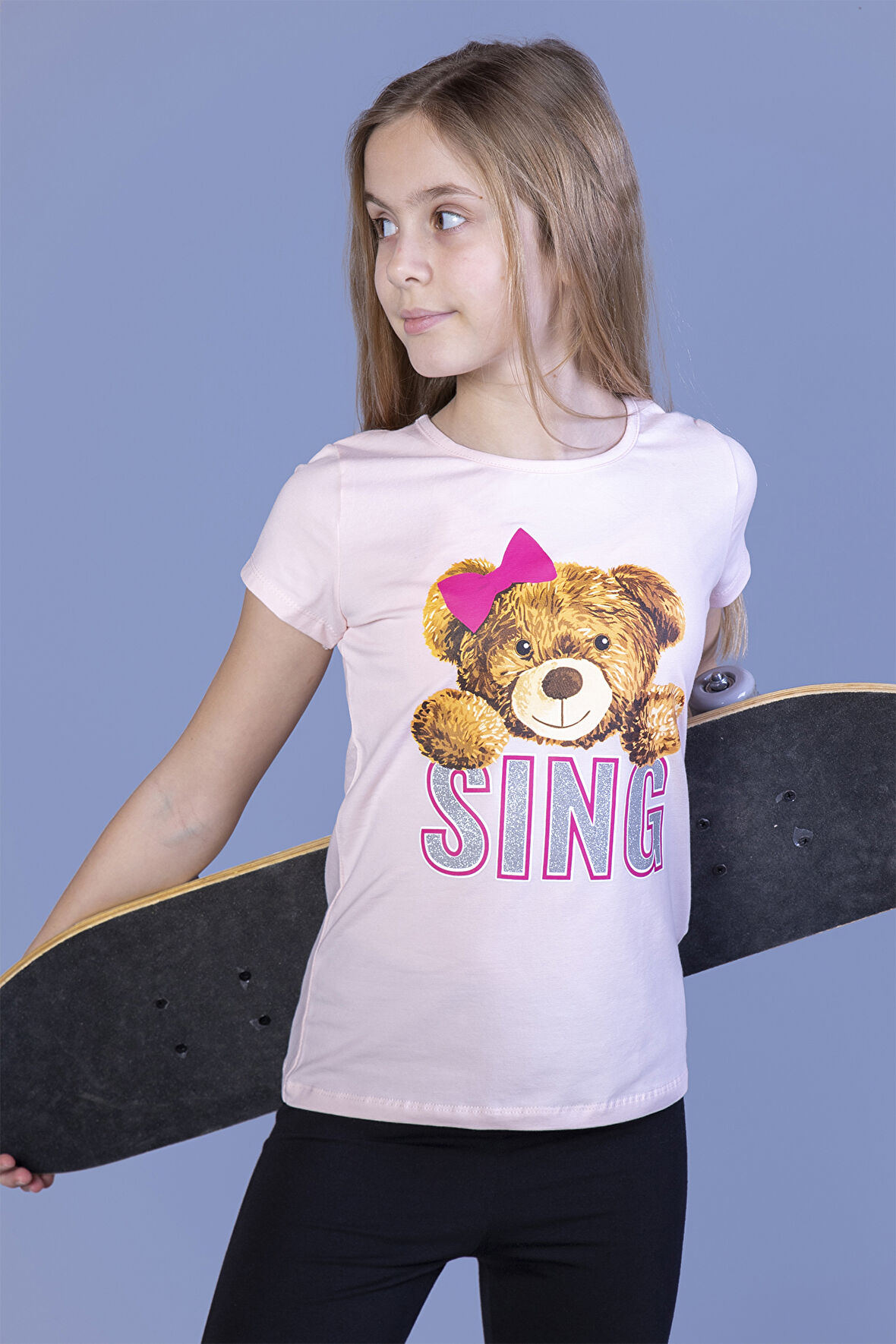 Toontoy Kız Çocuk Ayıcıklı Sıng Baskılı Tişört