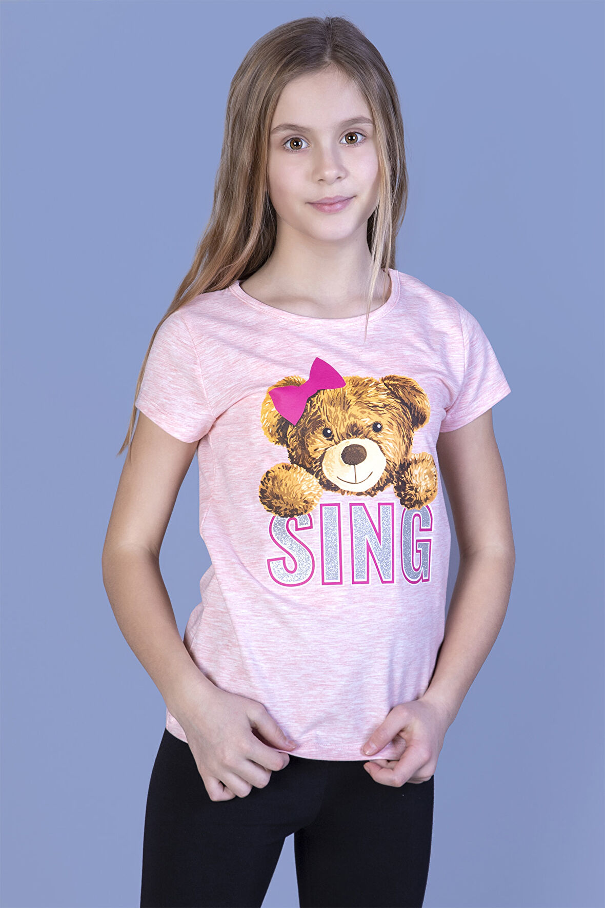 Toontoy Kız Çocuk Ayıcıklı Sıng Baskılı Tişört