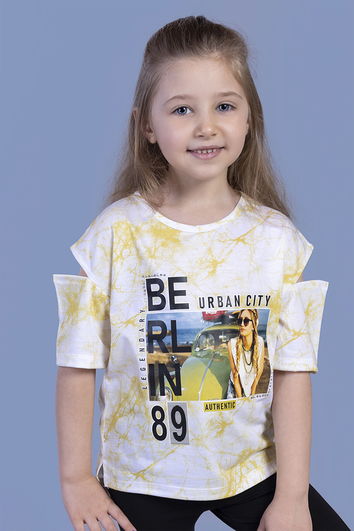 Toontoy Kız Çocuk Batik Desenli Dijital Baskılı Tişört