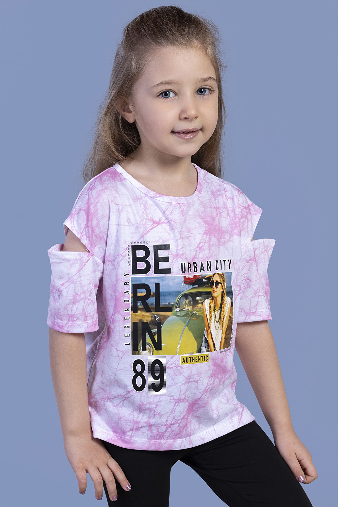 Toontoy Kız Çocuk Batik Desenli Dijital Baskılı Tişört