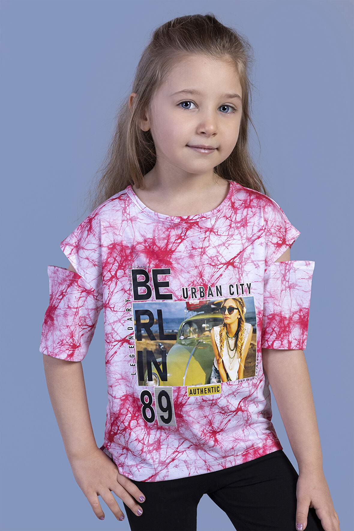 Toontoy Kız Çocuk Batik Desenli Dijital Baskılı Tişört