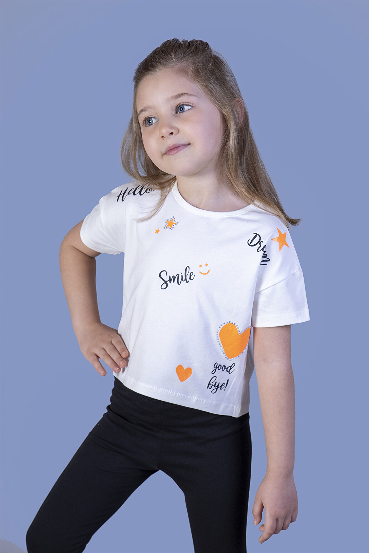 Toontoy Kız Çocuk Crop Model Neon Baskılı Tişört