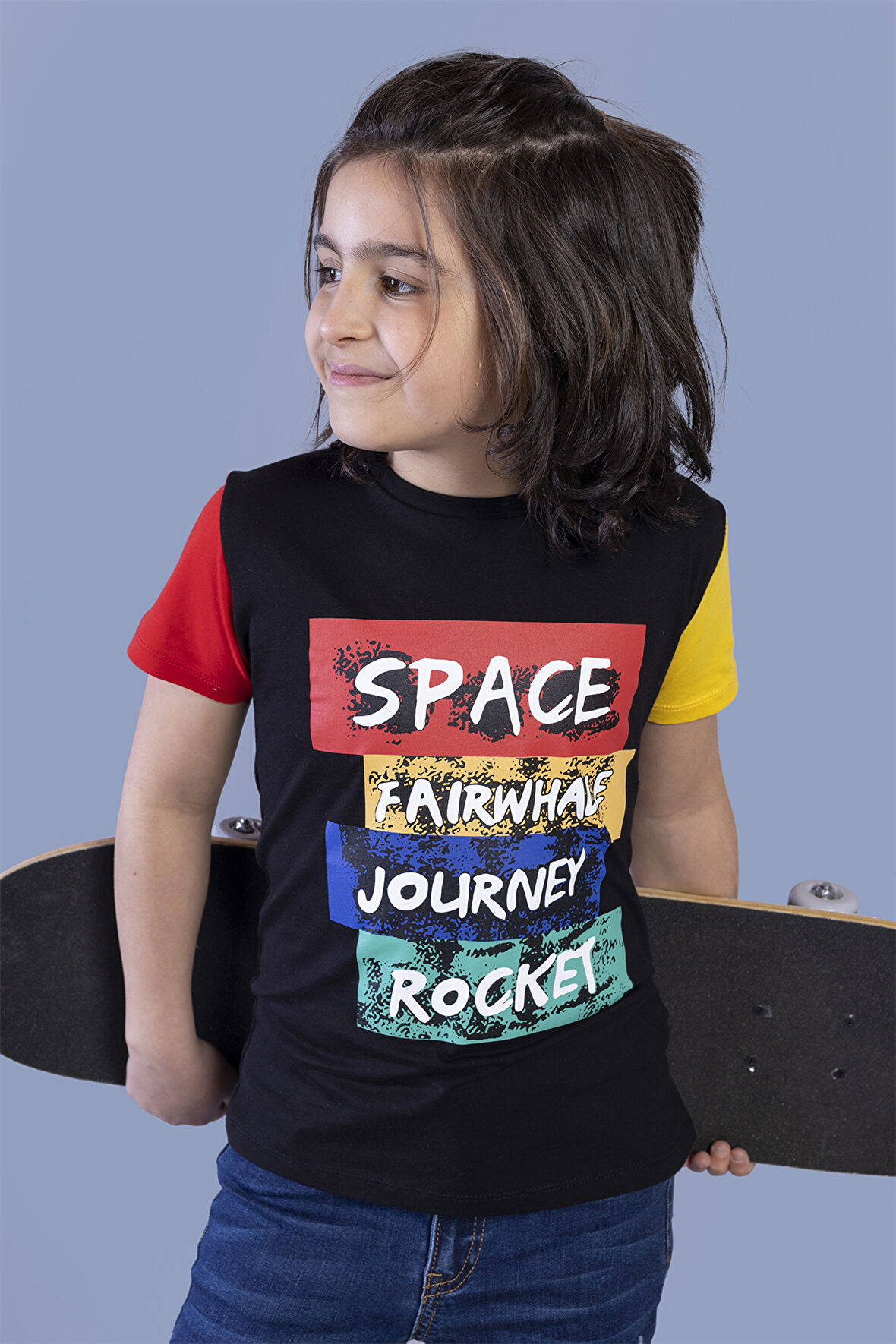 Toontoy Erkek Çocuk Kolları Garni Detaylı Baskılı Tişört