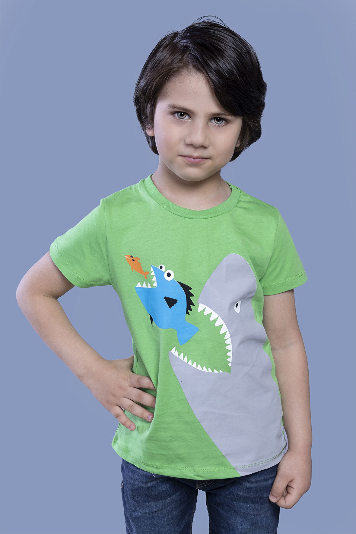 Toontoy Erkek Çocuk Köpek Balığı Baskılı Tişört
