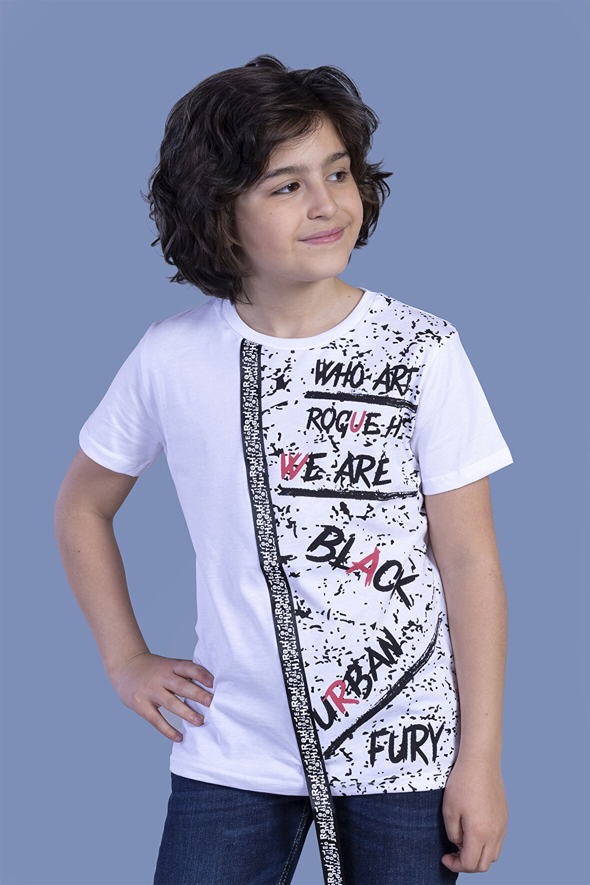 Toontoy Erkek Çocuk Şerit Detaylı Baskılı Tişört