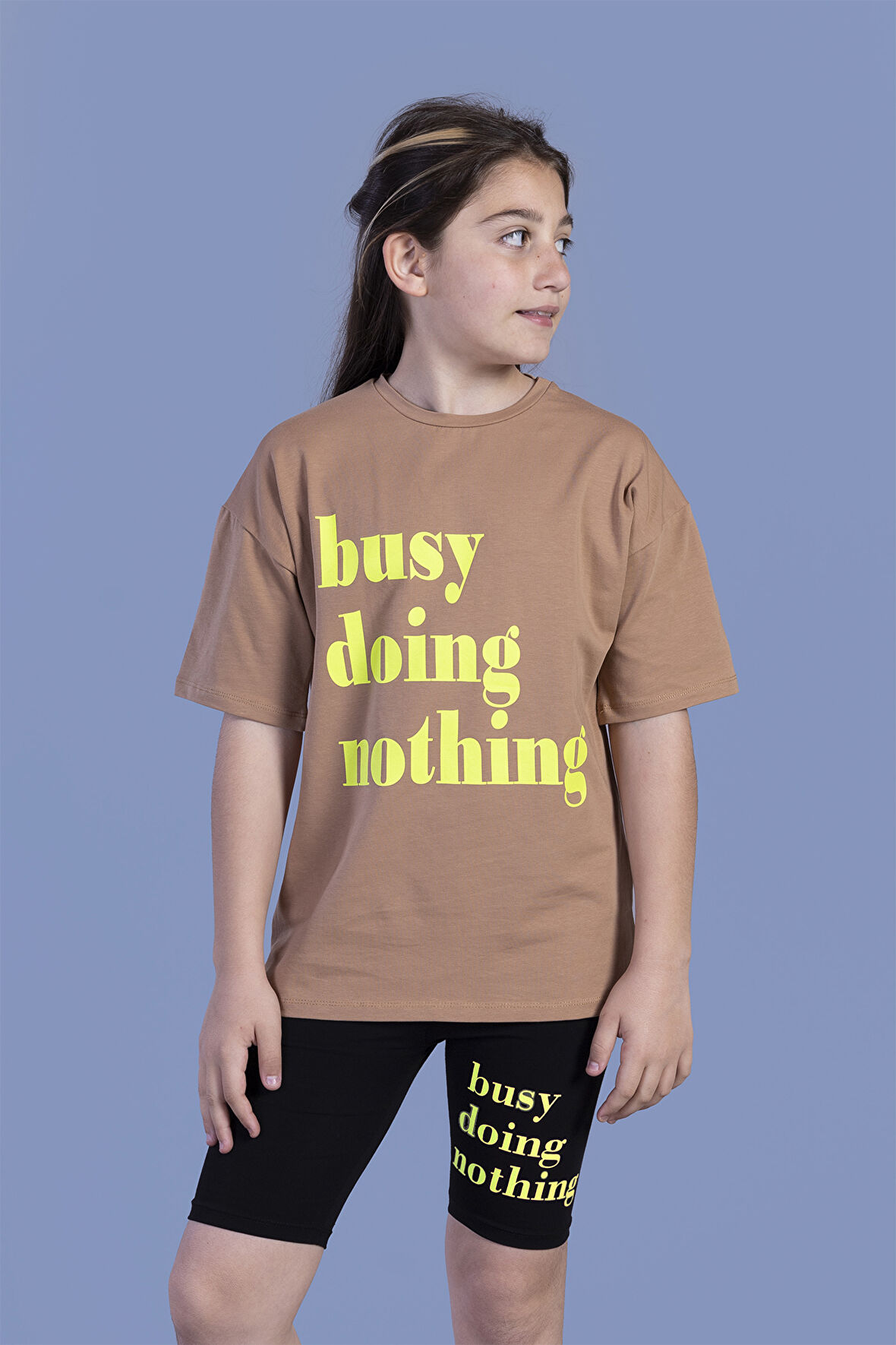 Toontoy Kız Çocuk Neon Baskılı Taytlı Takım