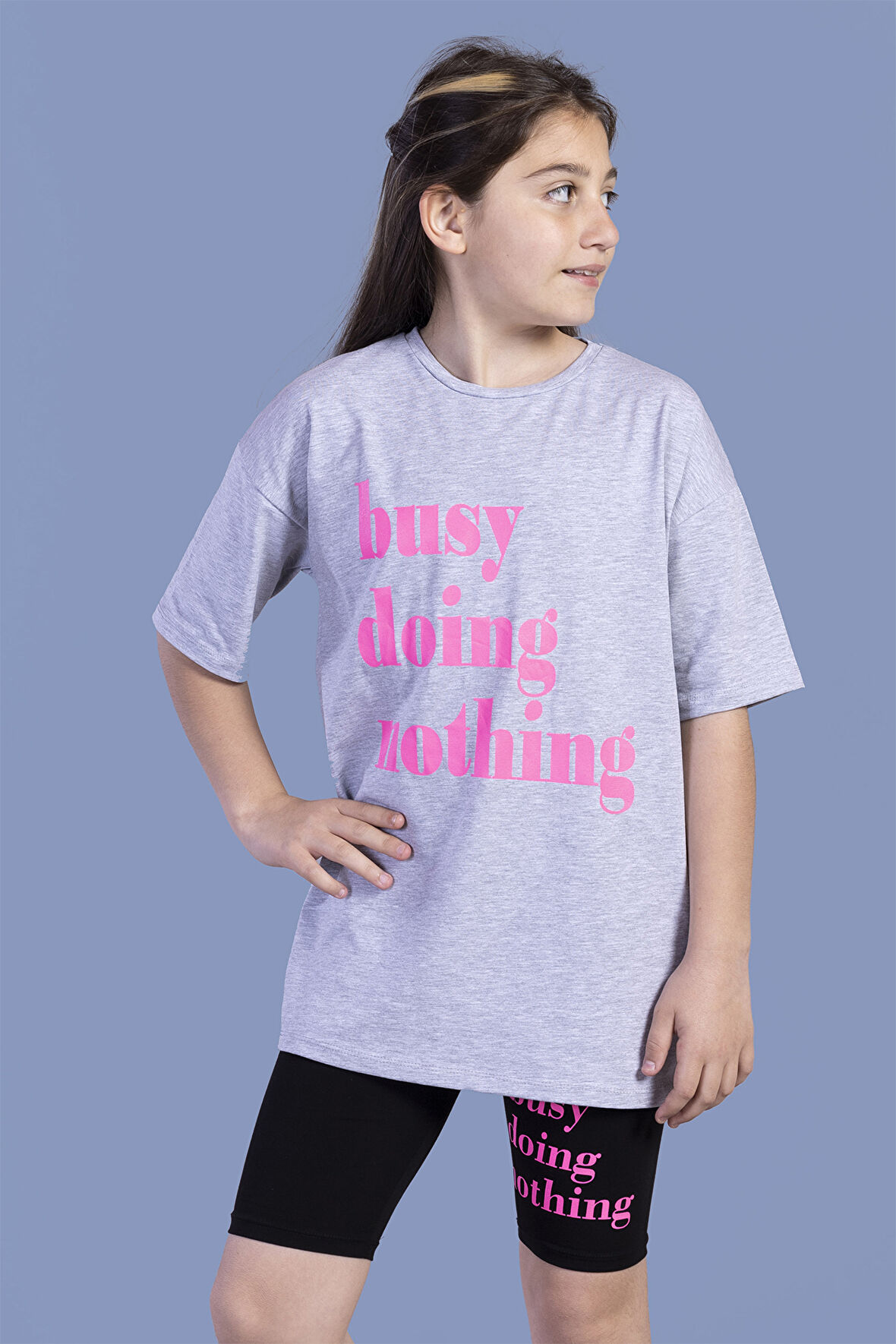 Toontoy Kız Çocuk Neon Baskılı Taytlı Takım