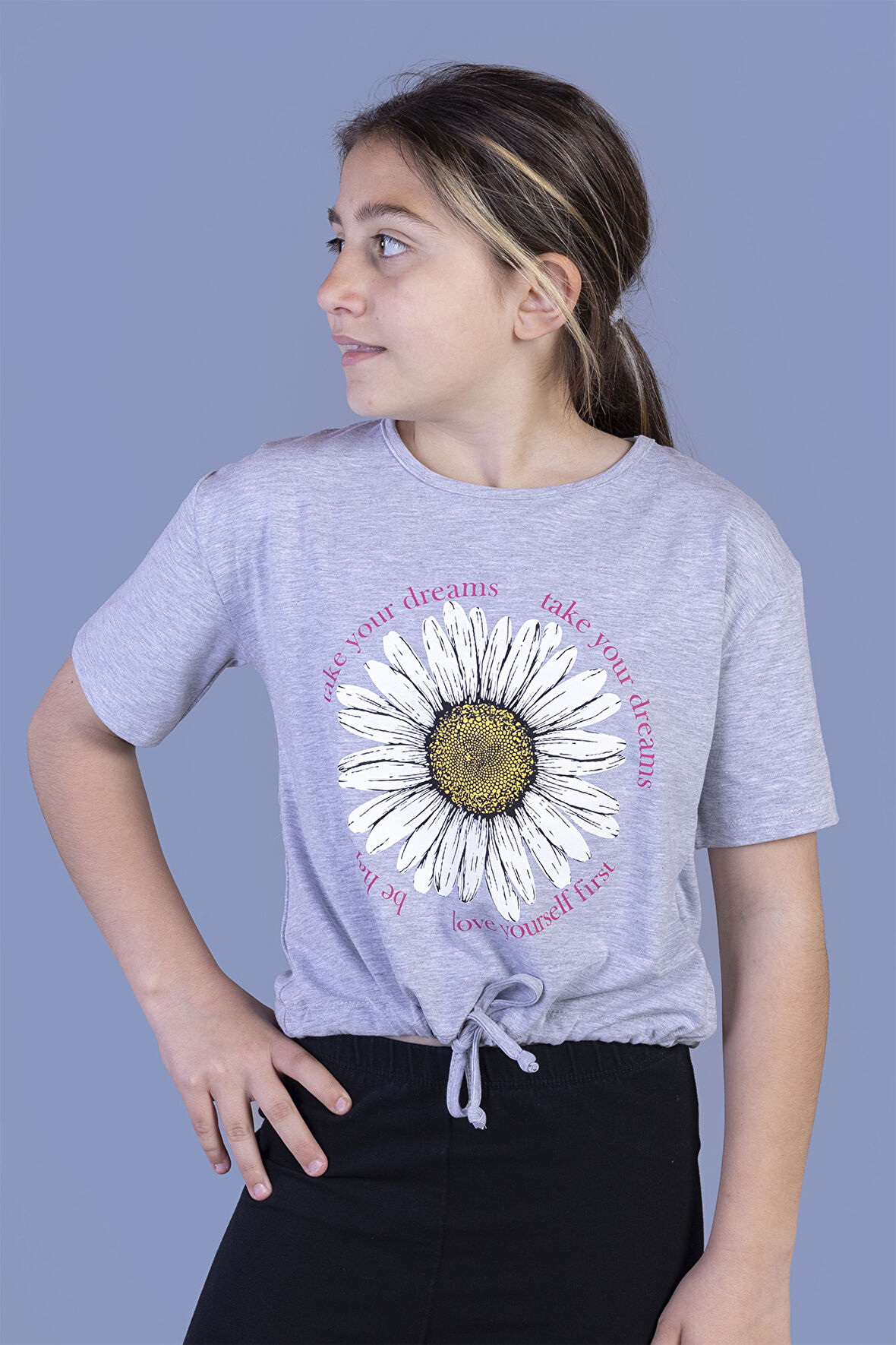 Toontoy Kız Çocuk Papatya Desenli Tişört