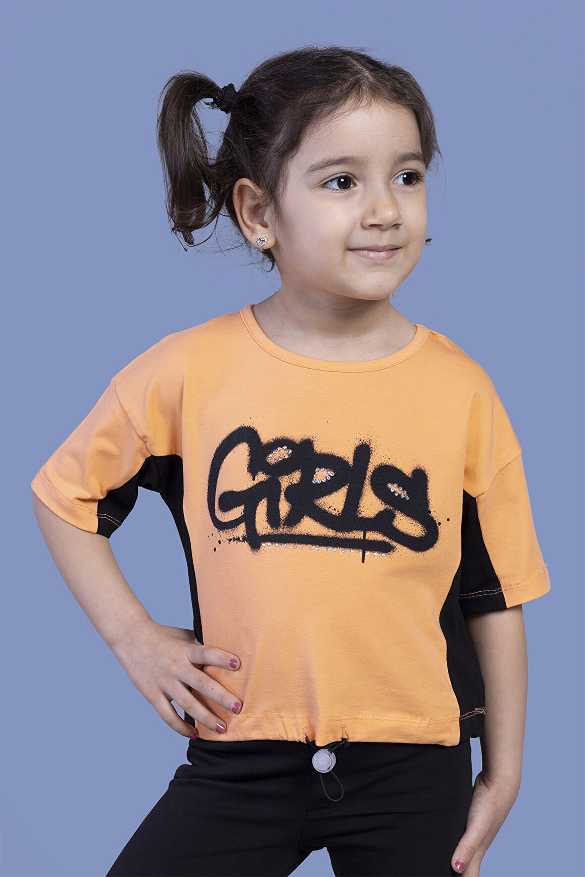 Toontoy Kız Çocuk Garni Detaylı Baskılı Tişört