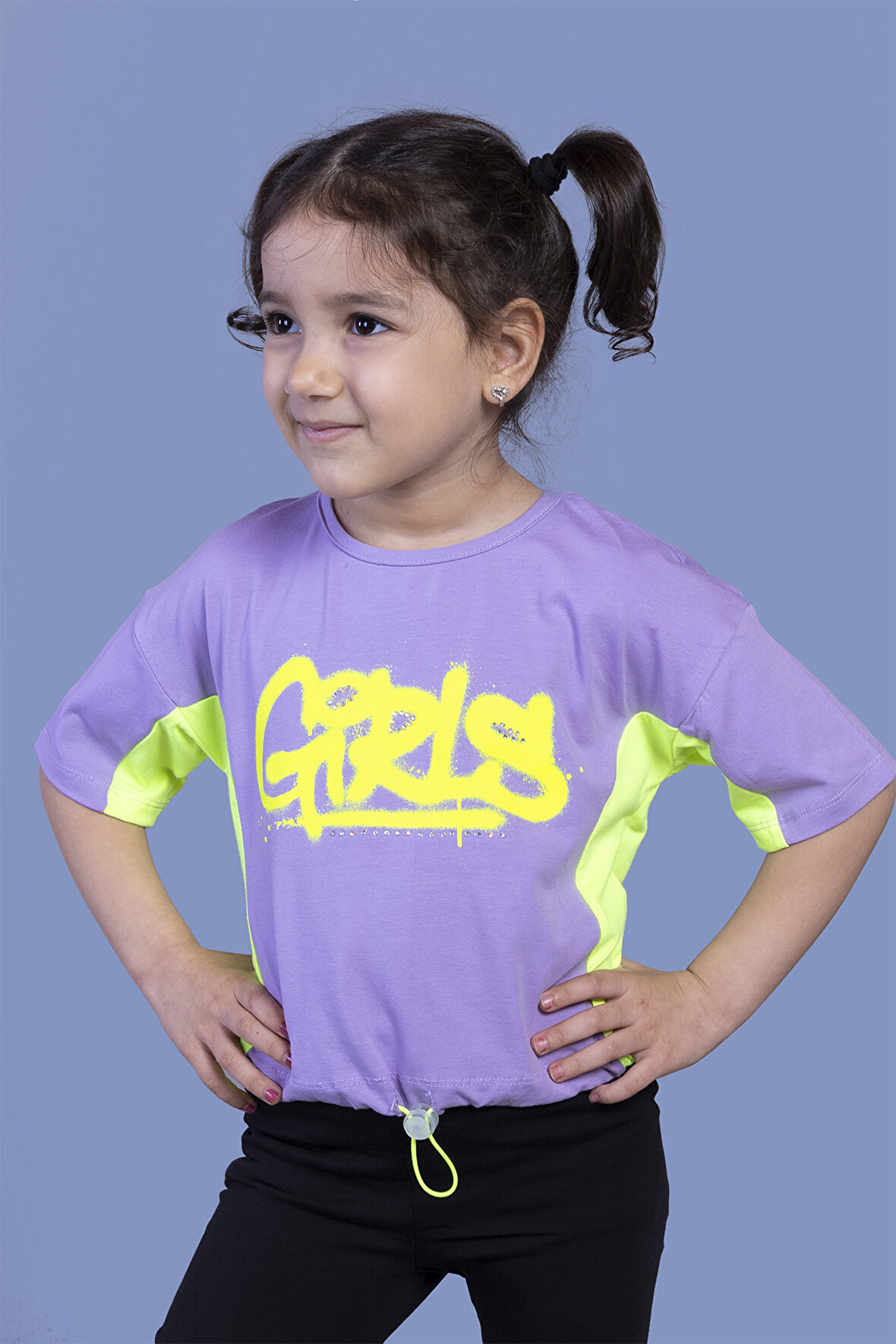 Toontoy Kız Çocuk Garni Detaylı Baskılı Tişört