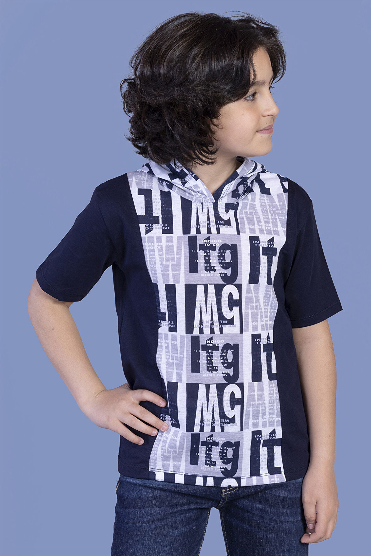 Toontoy Erkek Çocuk Kapüşonlu Yazı Baskılı Tişört