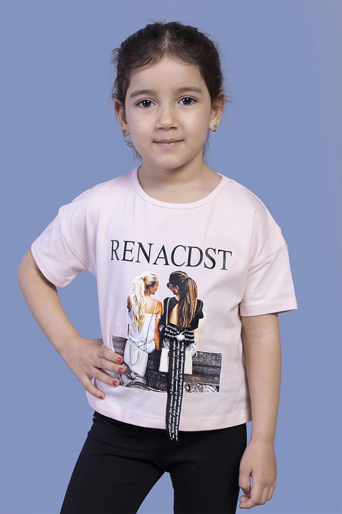 Toontoy Kız Çocuk Dijital Baskılı Arkası Detaylı Tişört