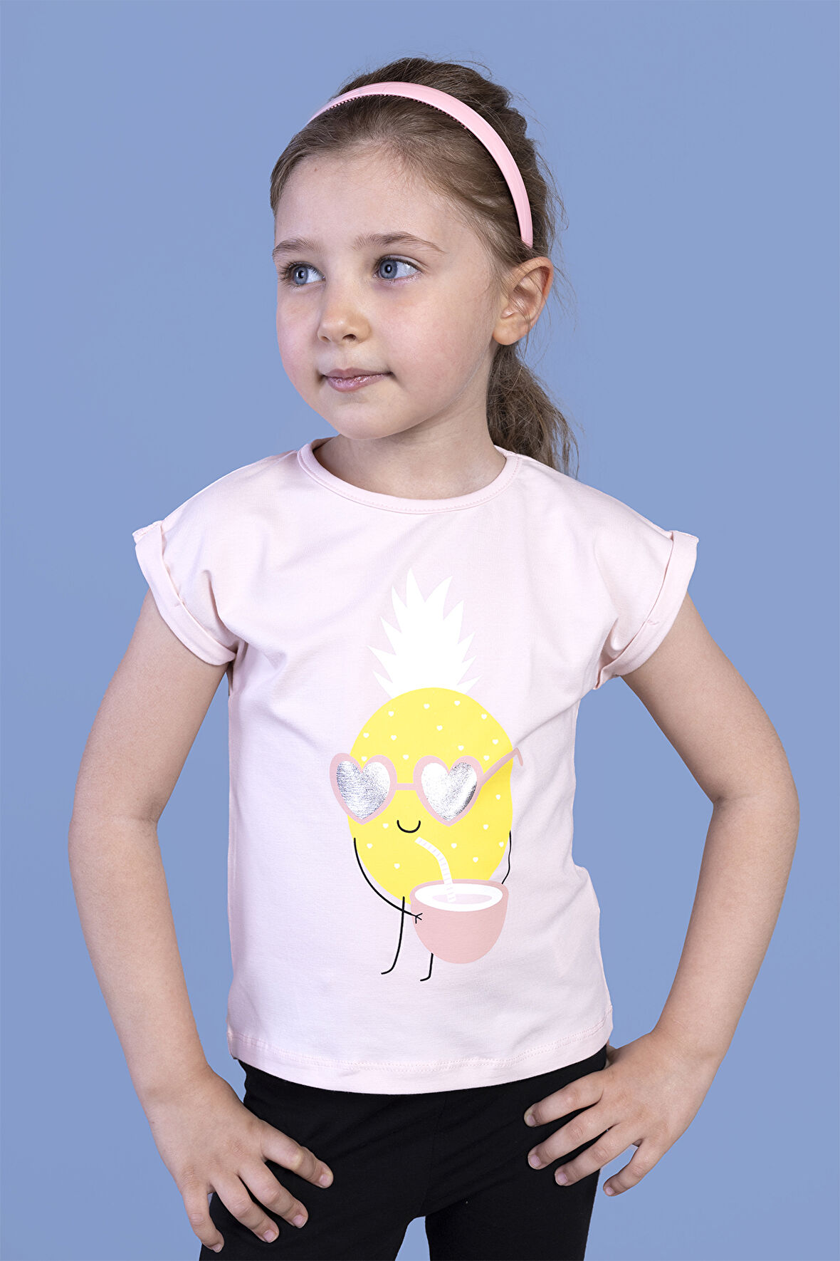 Toontoy Kız Çocuk Ananas Baskılı Tişört