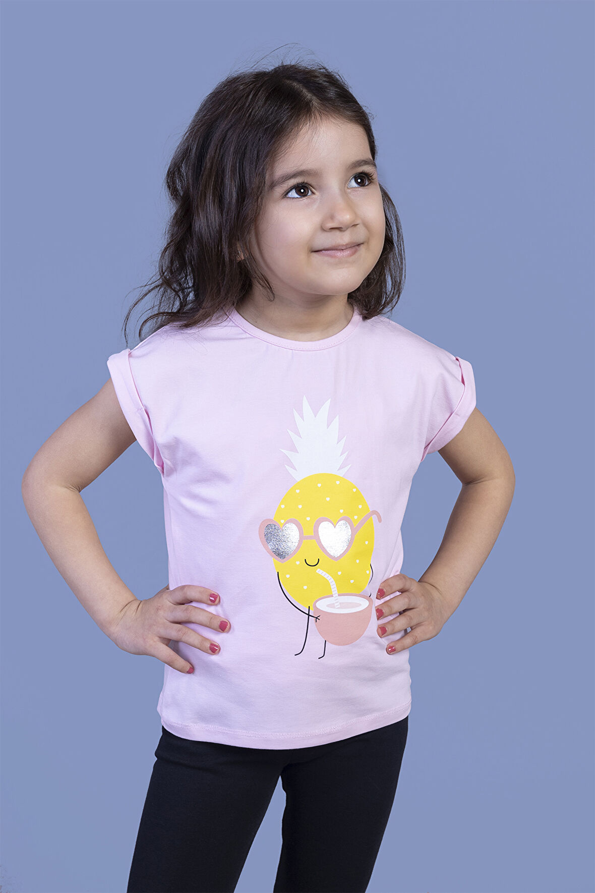 Toontoy Kız Çocuk Ananas Baskılı Tişört