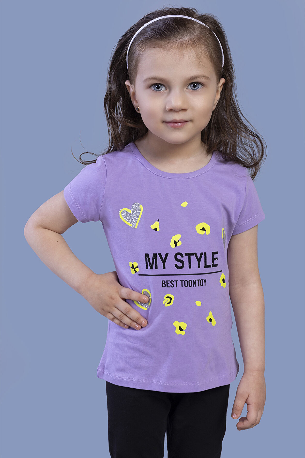 Toontoy Kız Çocuk Kalp Baskılı Tişört