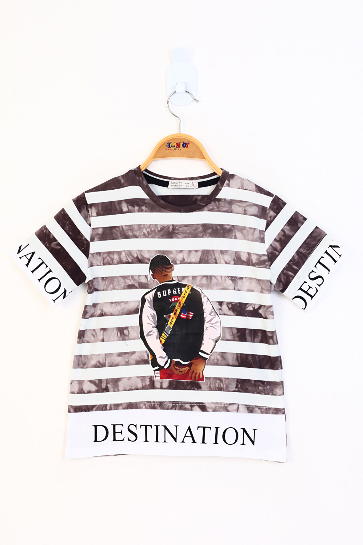 Toontoy Erkek Çocuk Komple Çizgi Desenli Baskılı Tişört
