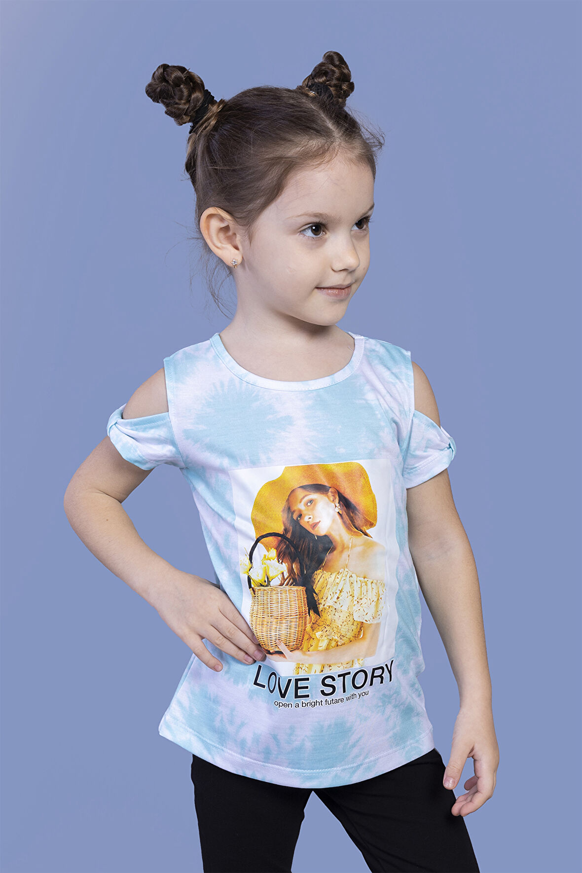 Toontoy Kız Çocuk Komple Desenli Dijital Baskılı Tişört