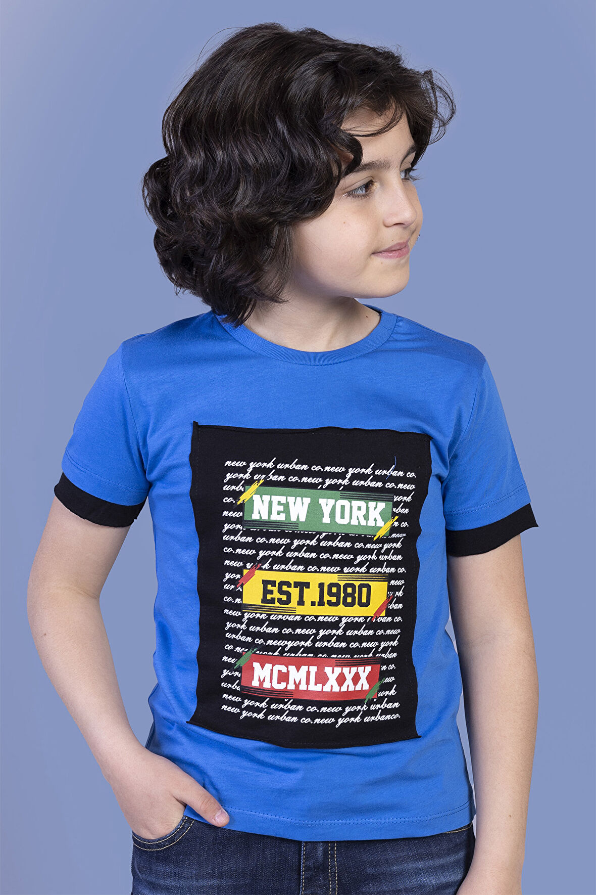 Toontoy Erkek Çocuk Kolları Garni Detaylı Yazı Baskılı Tişört