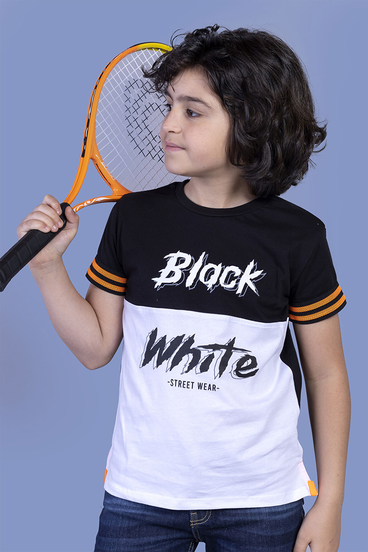 Toontoy Erkek Çocuk Kolları Şerit Detaylı İki Renkli Baskılı Tişört