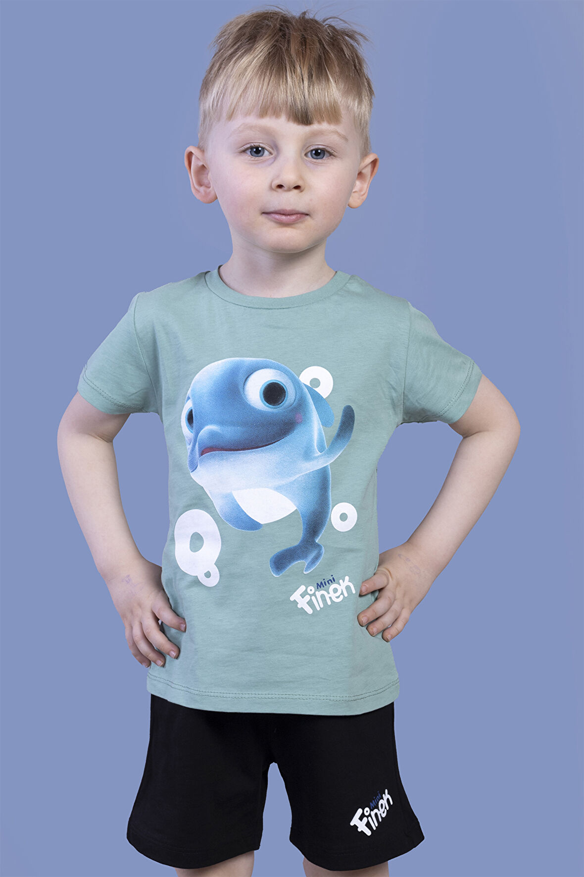 Toontoy Erkek Çocuk Balık Baskılı Şortlu Takım